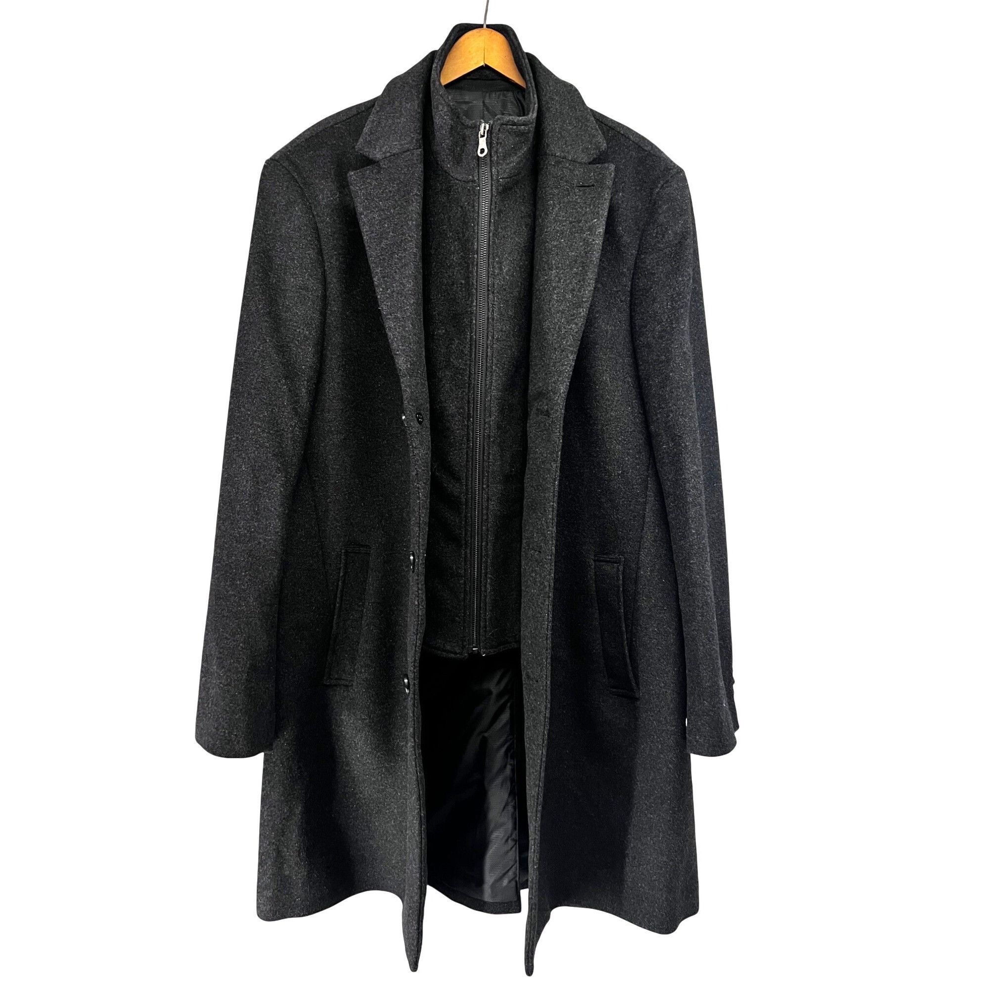 Vintage Mens Cashmere Charcoal Gray Black Wool Zip Button Up Lined L Size US L / EU 52-54 / 3 - 3 Thumbnail