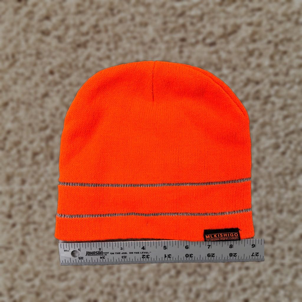 Vintage ML Kishigo Beanie Knit Acrylic High Visibility Orange Adult One Size Hat/Cap Winter Ski Workwear Mens Size ONE SIZE - 1 Thumbnail