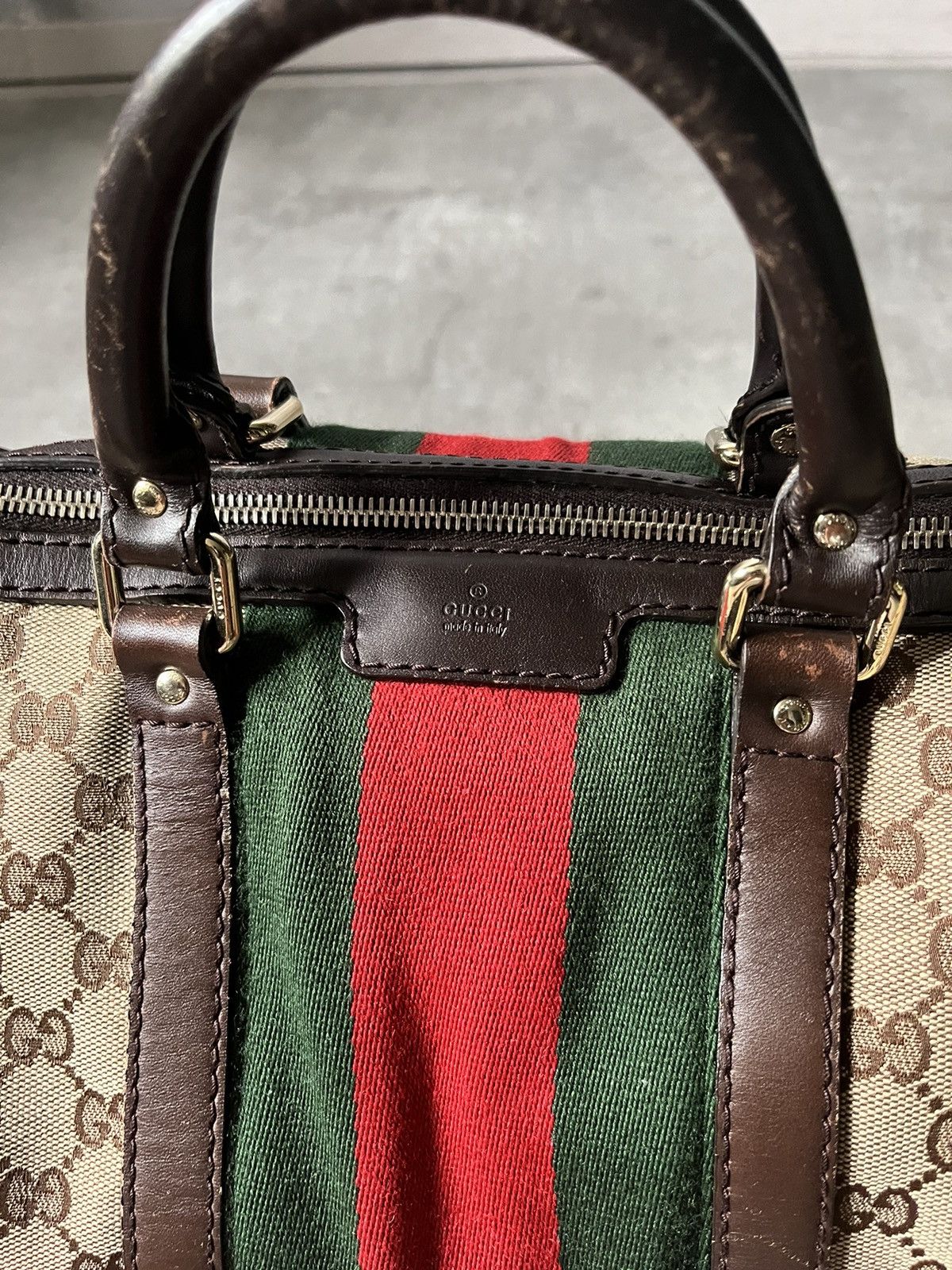 Gucci Vintage Gucci Boston bag leather beige brown Size ONE SIZE - 2 Thumbnail