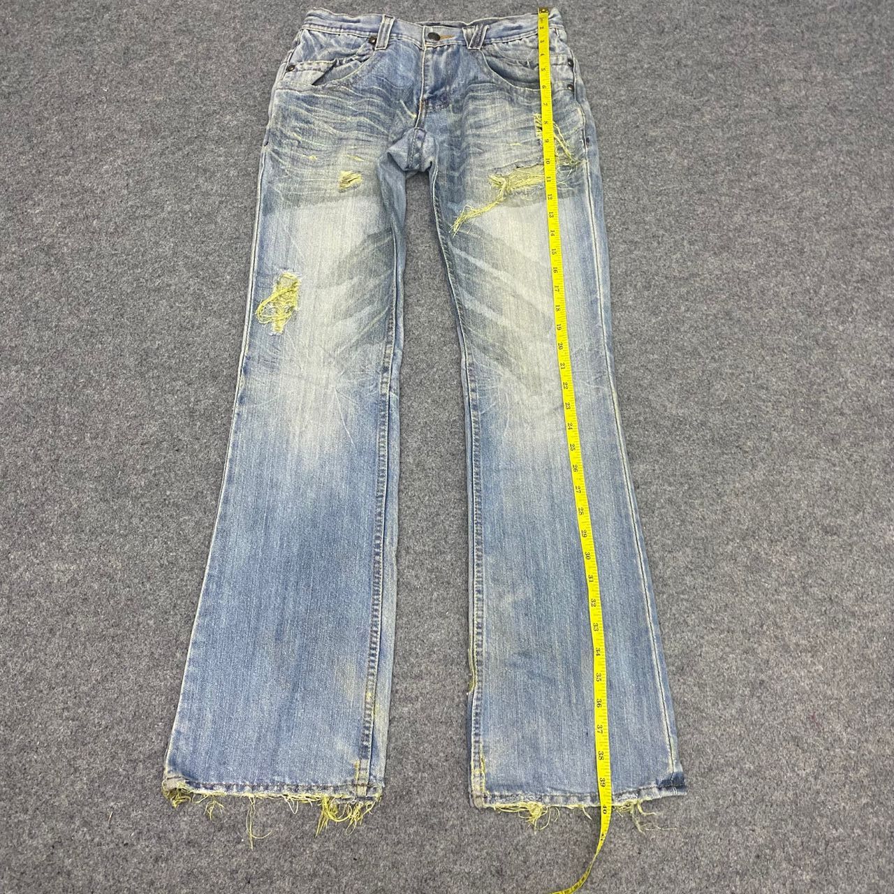If Six Was Nine 💥Flare💥Vintage Foot Three Style Distressed Denim Size US 30 / EU 46 - 3 Thumbnail