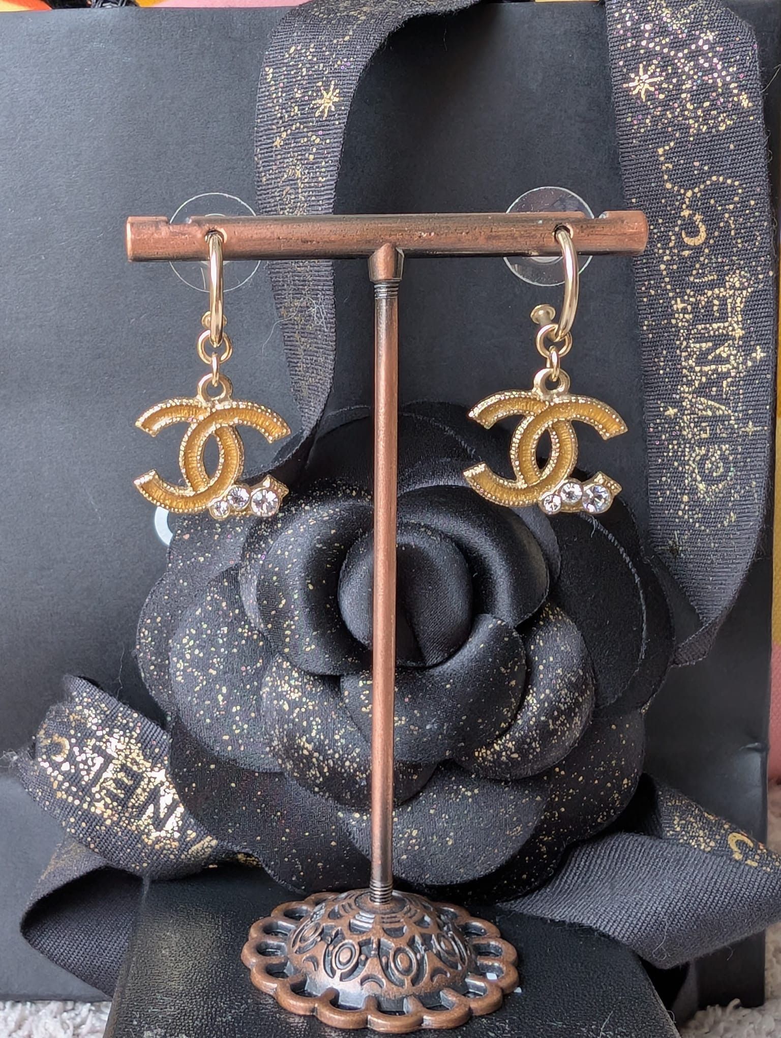 Chanel Chanel CC 10A GHW Crystal Dangling CoCoMarkEarrings Box Size ONE SIZE - 1 Thumbnail