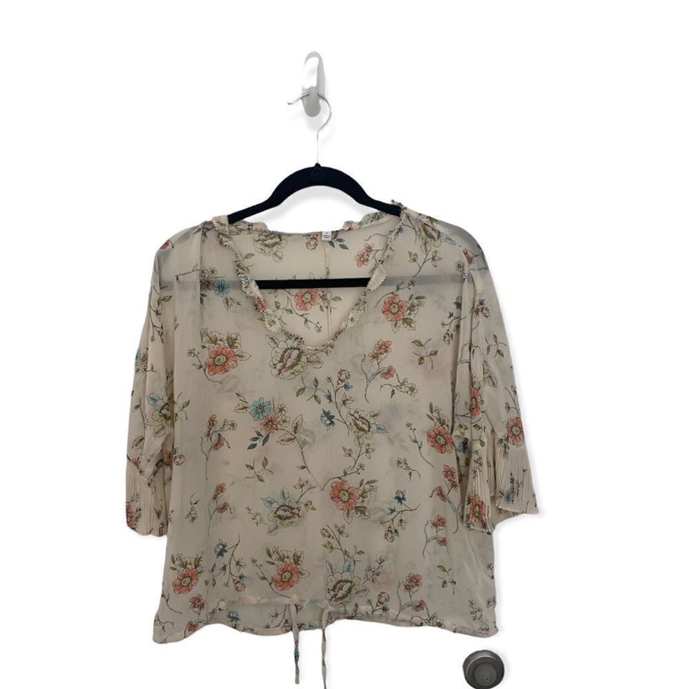 Other DR2 Semi-Sheer Floral Boho Blouse | Size S | Ruffled Necklin Size S / US 4 / IT 40 - 2 Thumbnail