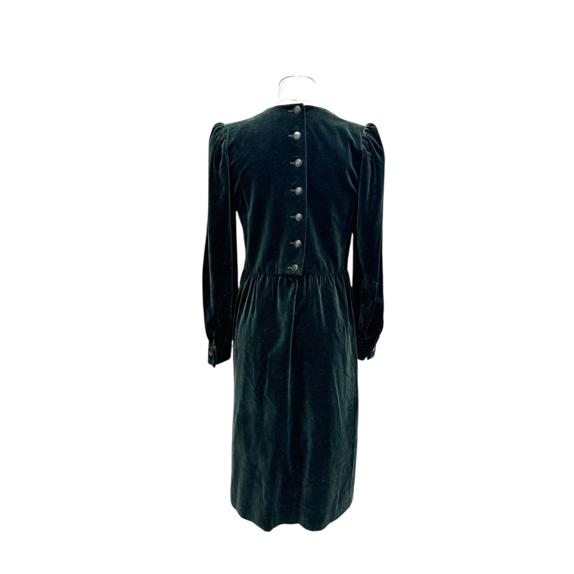 Yves Saint Laurent 1980s Emerald Green Velvet Dress Size M / US 6-8 / IT 42-44 - 4 Thumbnail