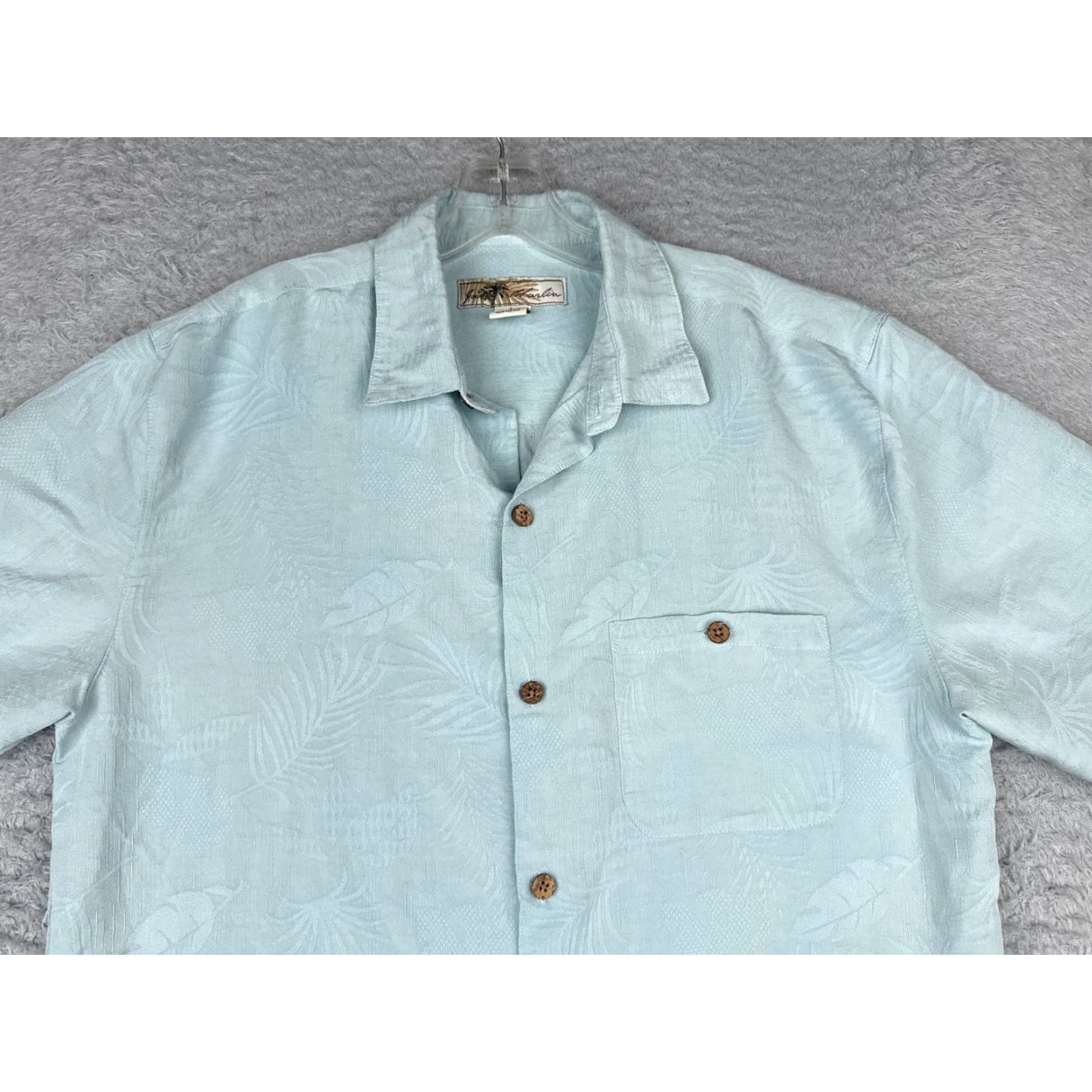 Vintage Joe Marlin Shirt Men L Blue Floral Palm Rayon Blend Hawaiian Embroidered Button-Up Size US L / EU 52-54 / 3 - 4 Thumbnail