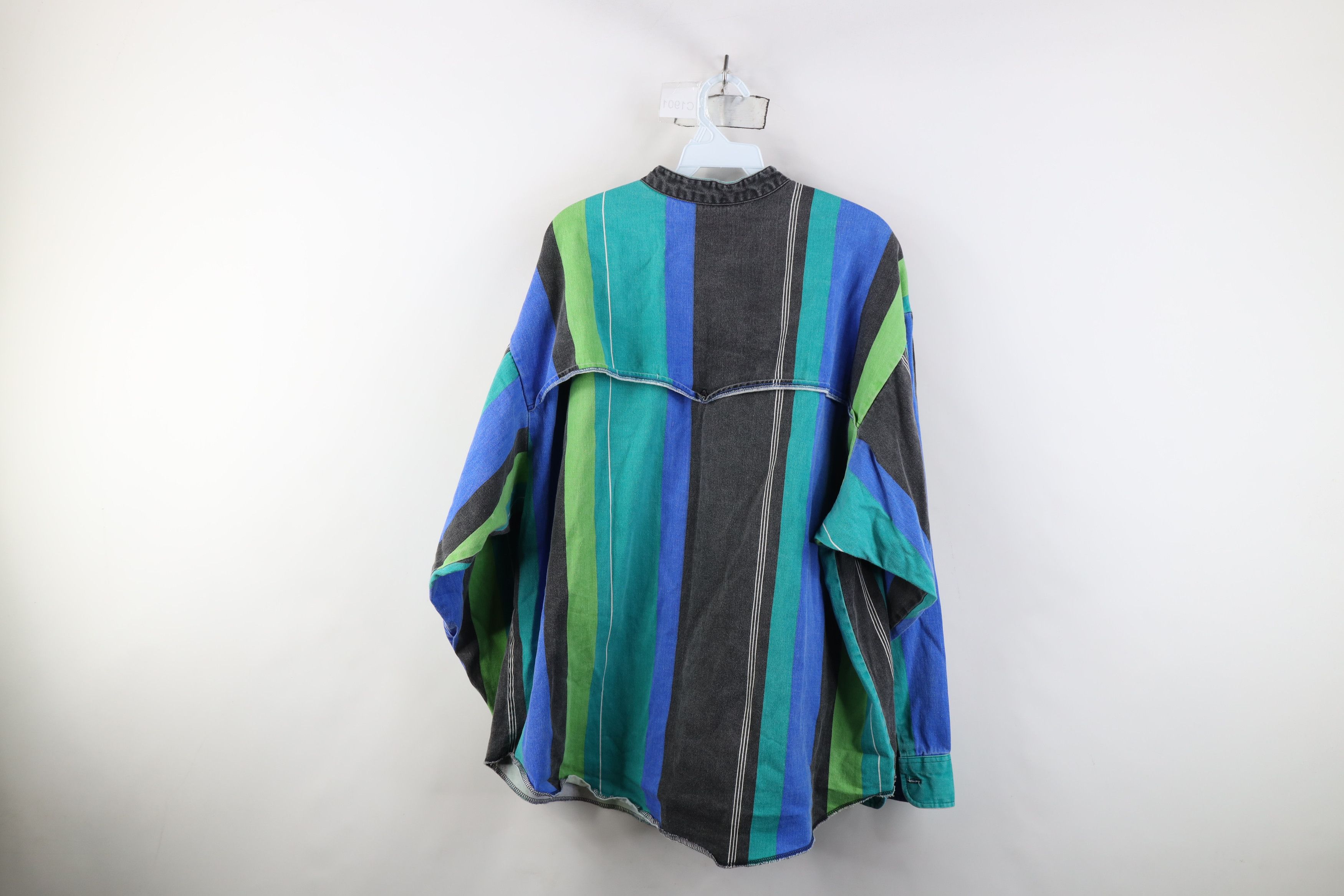 Vintage Vintage 90s Streetwear Western Band Collar Button Shirt USA Size US XL / EU 56 / 4 - 12 Thumbnail