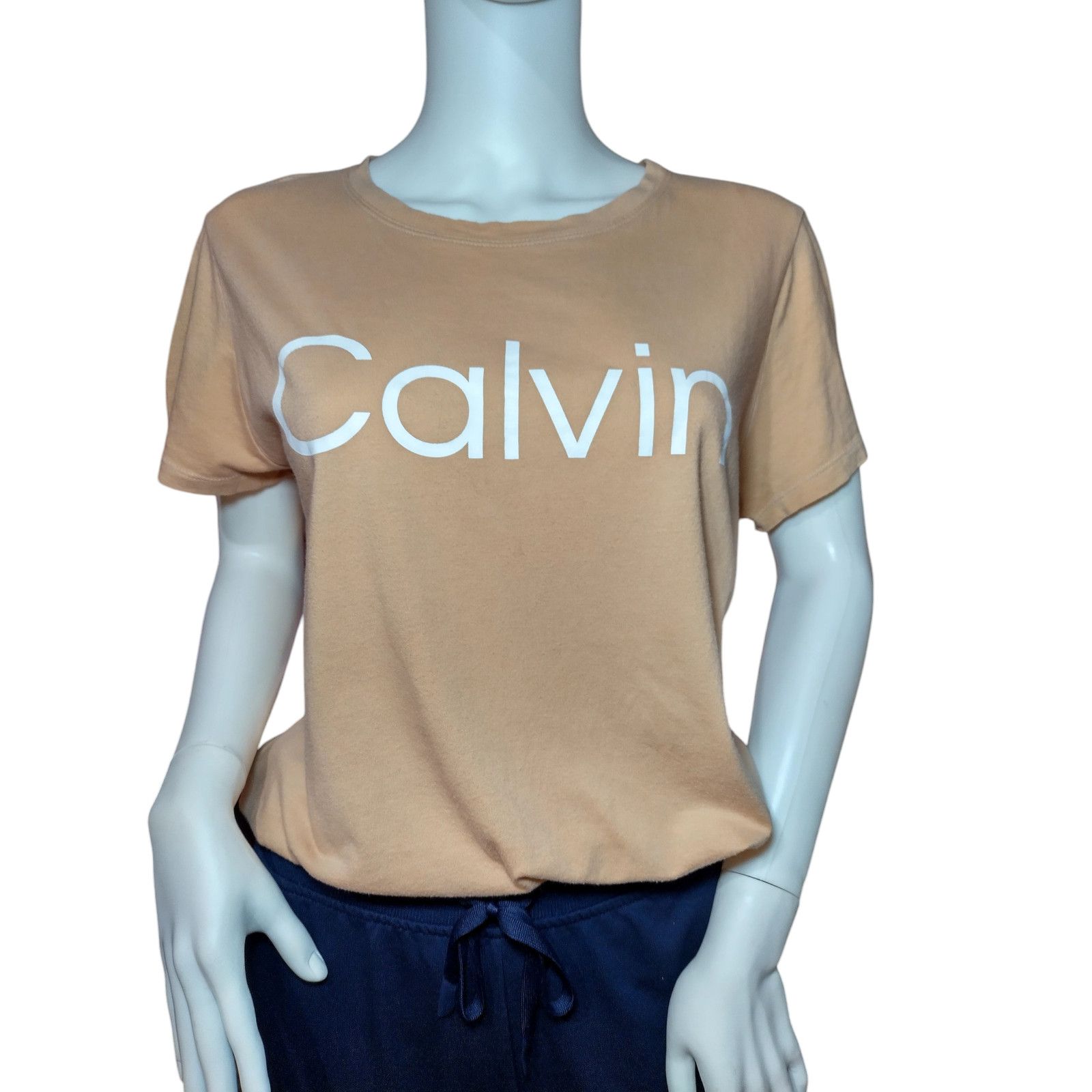 Calvin Klein Calvin Klein Womens Stretch Short Sleeve T-shirt Size XL Tan Size XL / US 12-14 / IT 48-50 - 1 Thumbnail