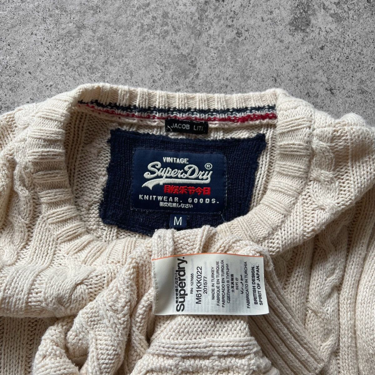 Superdry SuperDry Mens Beige Jacob Lite Cable Knit Crew Neck Sweater Size US M / EU 48-50 / 2 - 7 Thumbnail