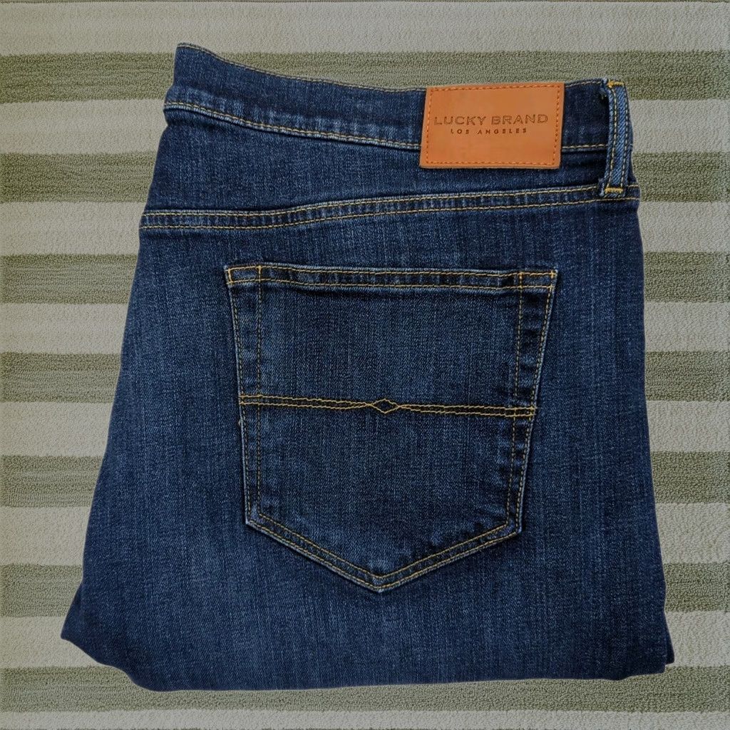 Lucky Brand Jeans Mens 42x32 Blue Slim Straight Denim Stretch 221, Men's