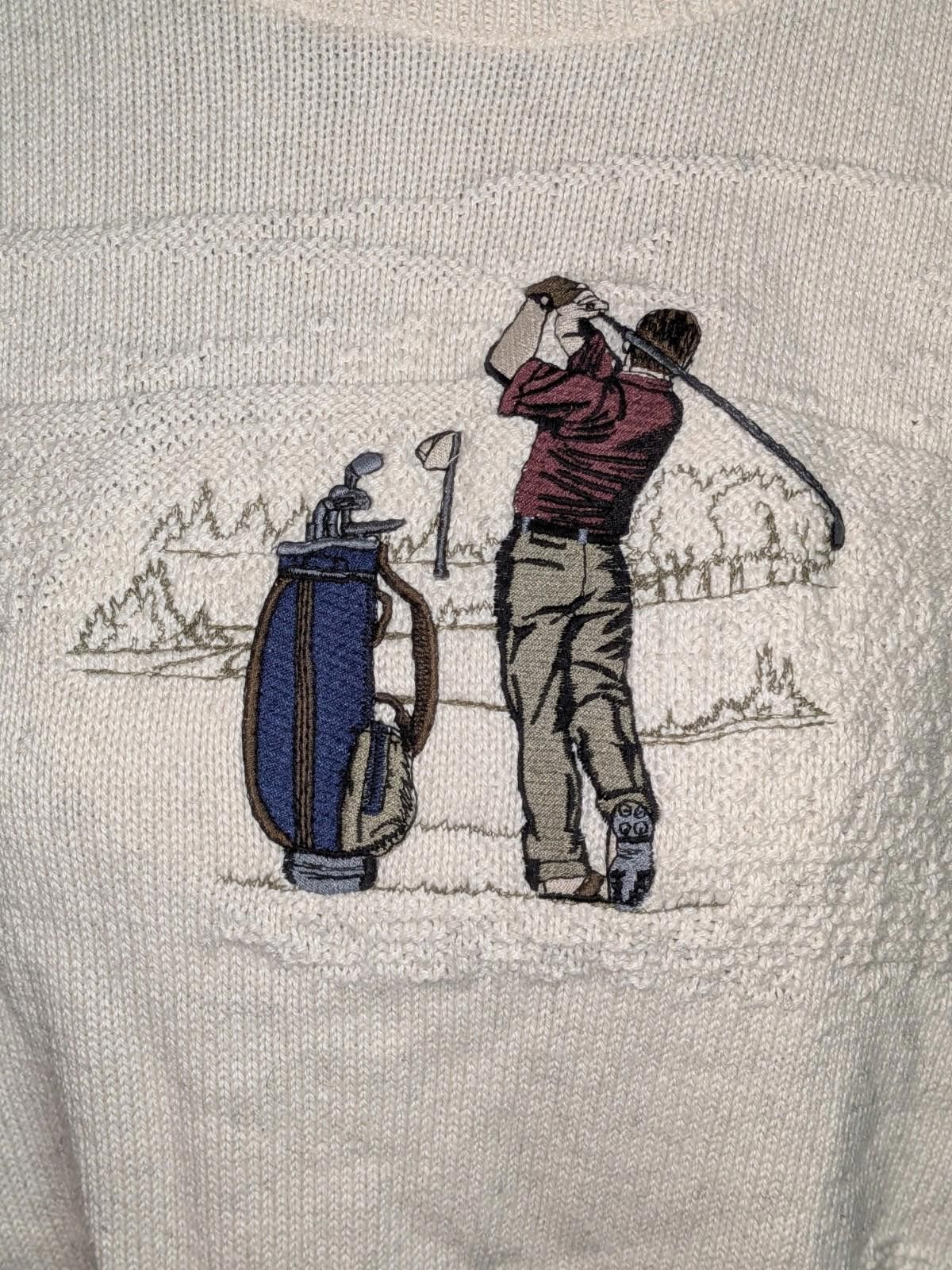 Designer VTG 90s Fairway Knitted Crewneck Embroidered Golfer Sweater Size US L / EU 52-54 / 3 - 2 Thumbnail