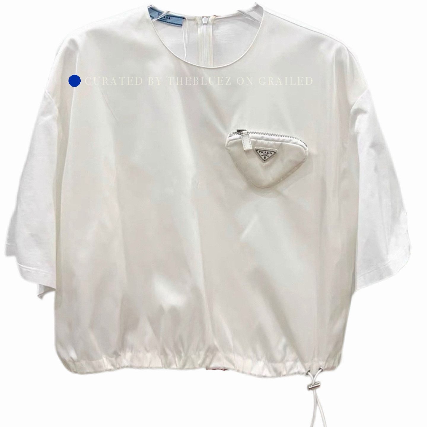 Prada White Short-Sleeve Top with Zip Pocket Size US M / EU 48-50 / 2 - 1 Thumbnail