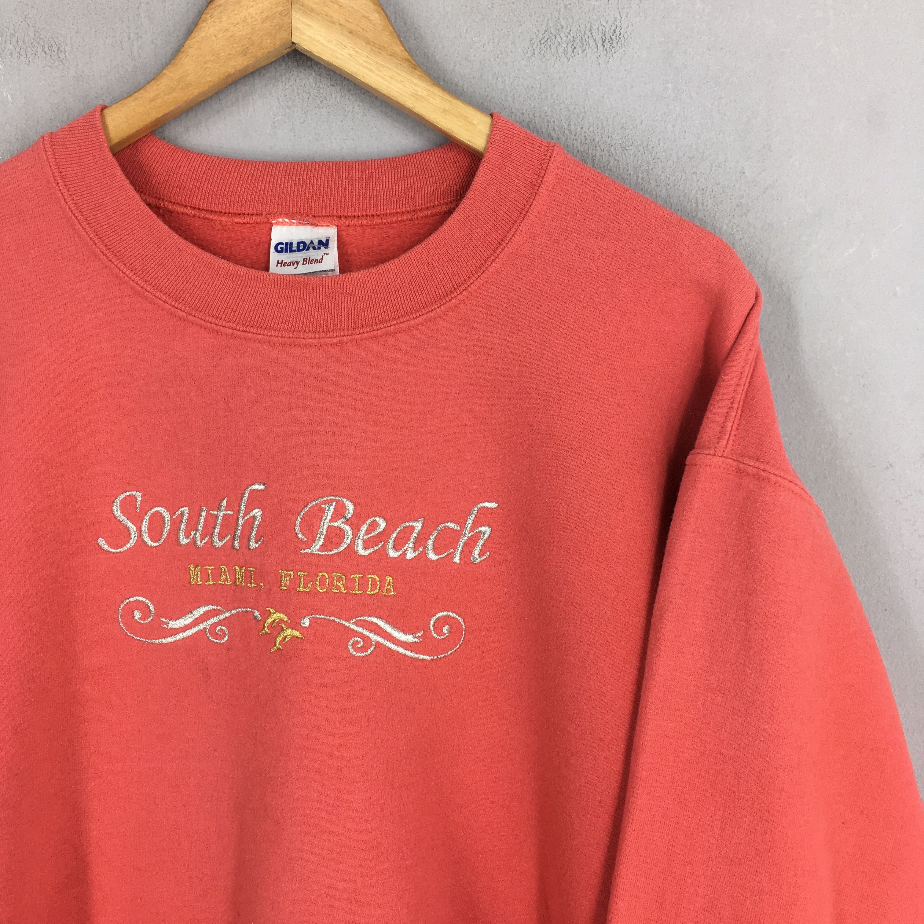 Vintage Vintage South Beach Florida Red Sweatshirts Medium Size US M / EU 48-50 / 2 - 2 Thumbnail