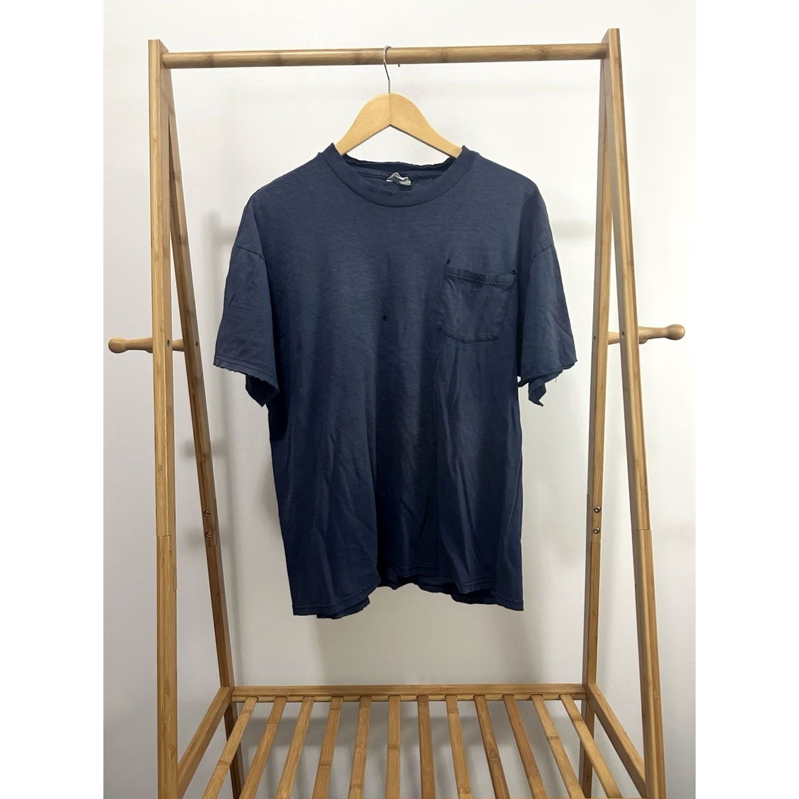 Hanes VINTAGE Hanes Gradient Sun Faded Thrashed Worn Cotton Pocket Distressed Boxy T-Shirt XL Blue Mens Size US XL / EU 56 / 4 - 2 Thumbnail