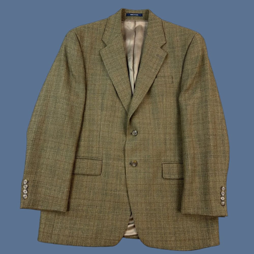 Ralph Lauren VINTAGE Ralph Lauren Chaps Blazer Mens 40R Tan Plaid Lambswool Sport Coat Jacket Size 40R - 1 Thumbnail