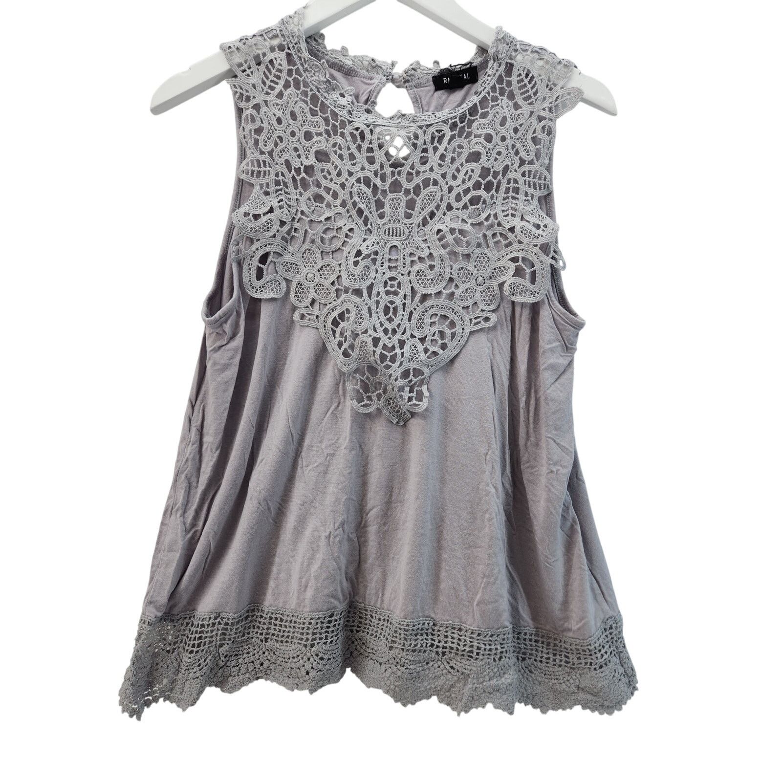 Other Women's Small Gray Racheal Sleeveless Lace Tank Top Size S / US 4 / IT 40 - 1 Thumbnail