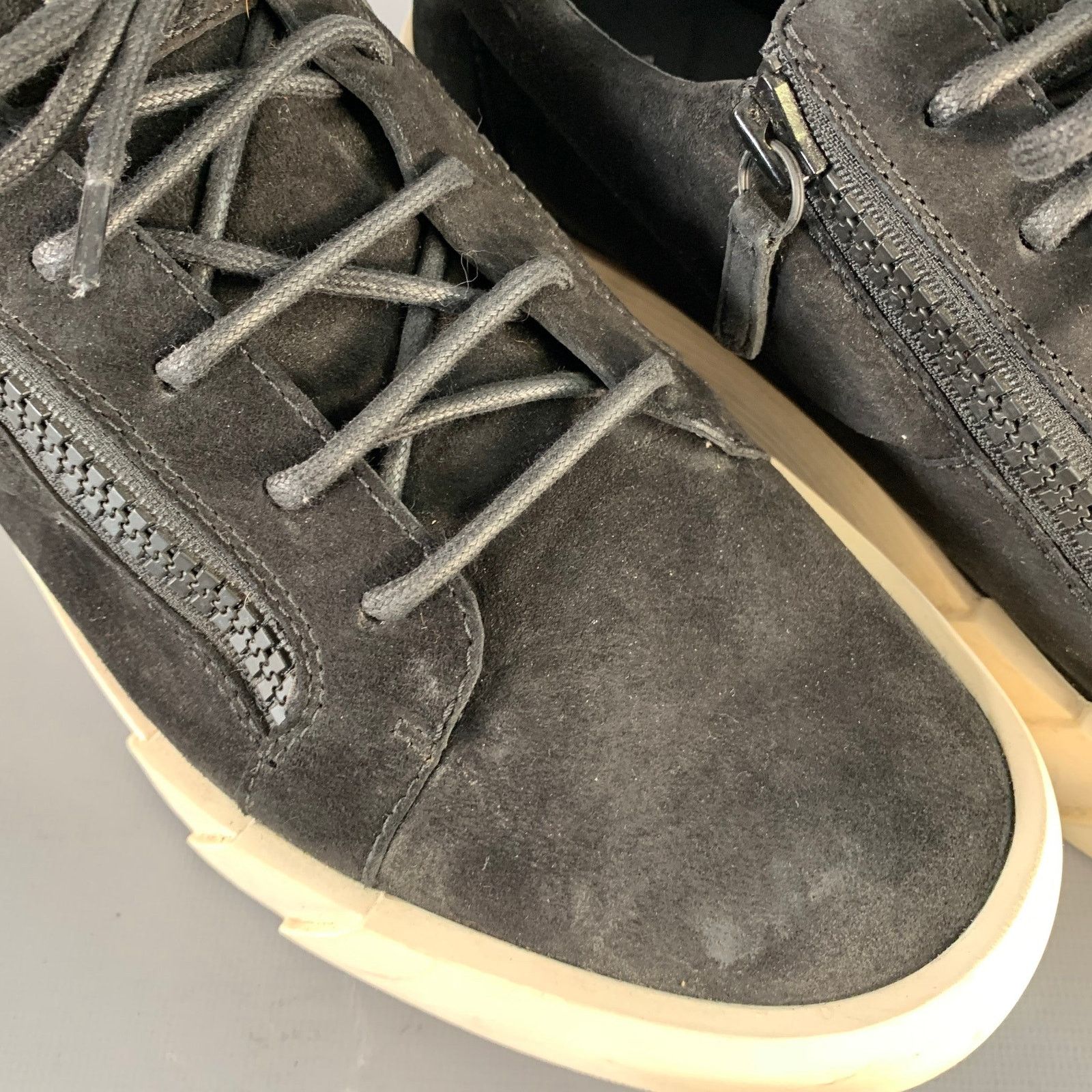 Giuseppe Zanotti GIUSEPPE ZANOTTI Size 12 Black Suede Double Zipper Sneakers Size US 12 / EU 45 - 8 Thumbnail