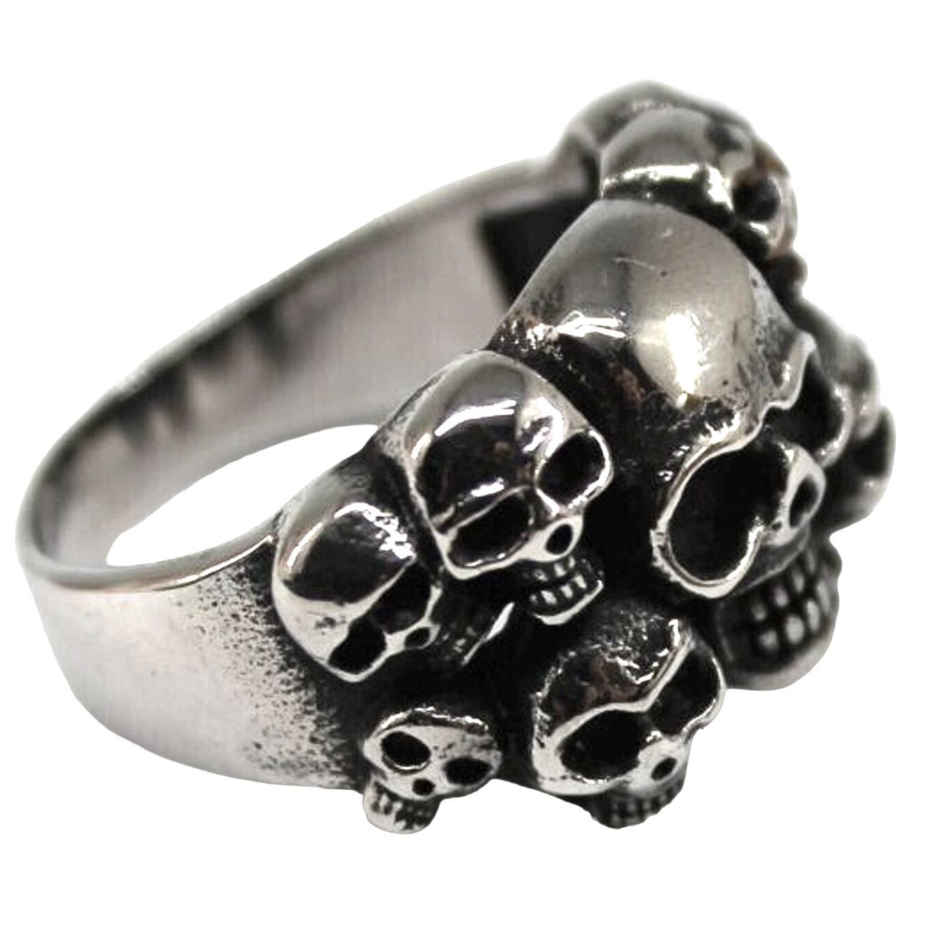 Other Gothic Many Skulls Ring • 3D Silvertone • Size 12 •3/4" Long Size ONE SIZE - 2 Thumbnail