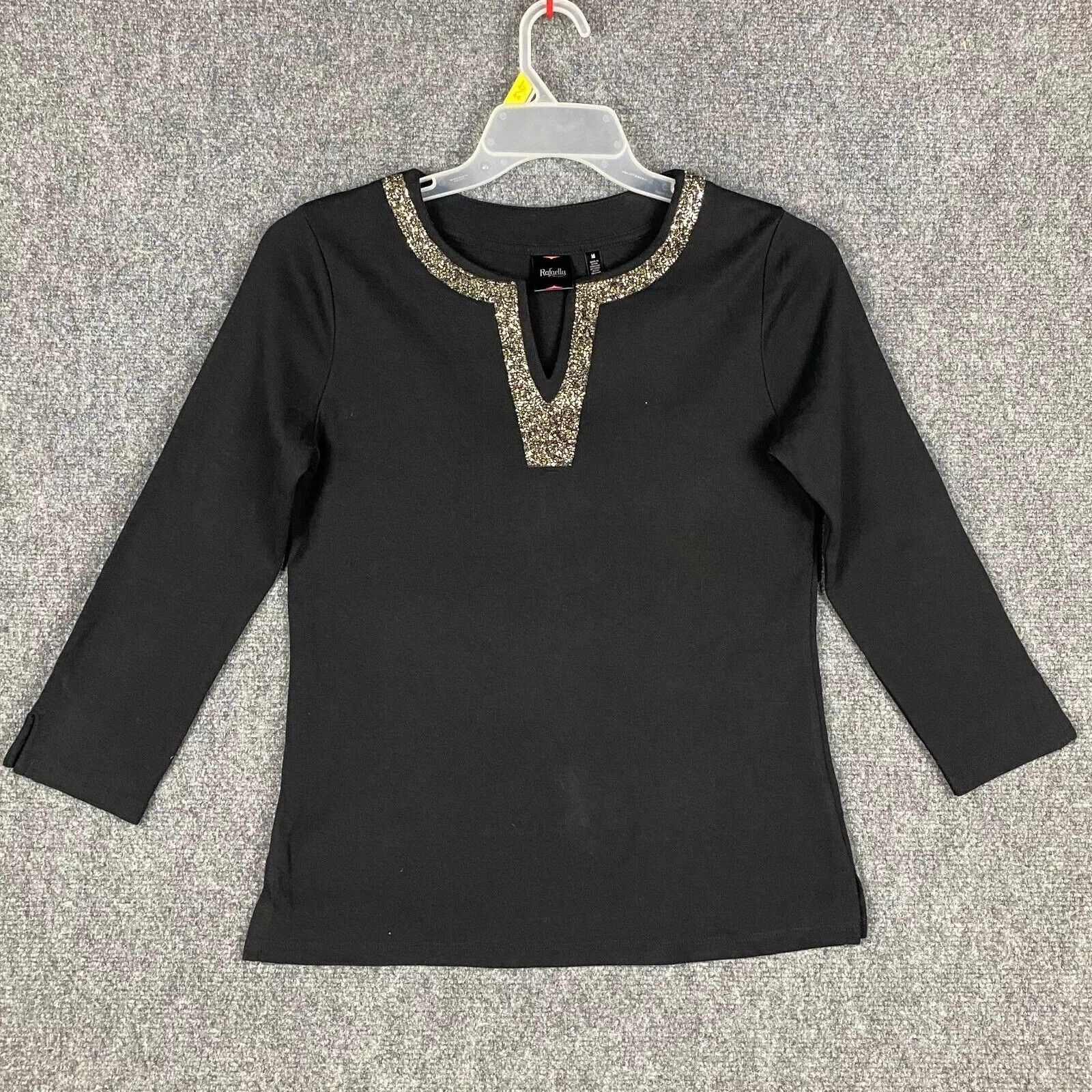 Other Rafaella Top Women's Medium Long Sleeve Black 100% Cotton M Size M / US 6-8 / IT 42-44 - 1 Thumbnail