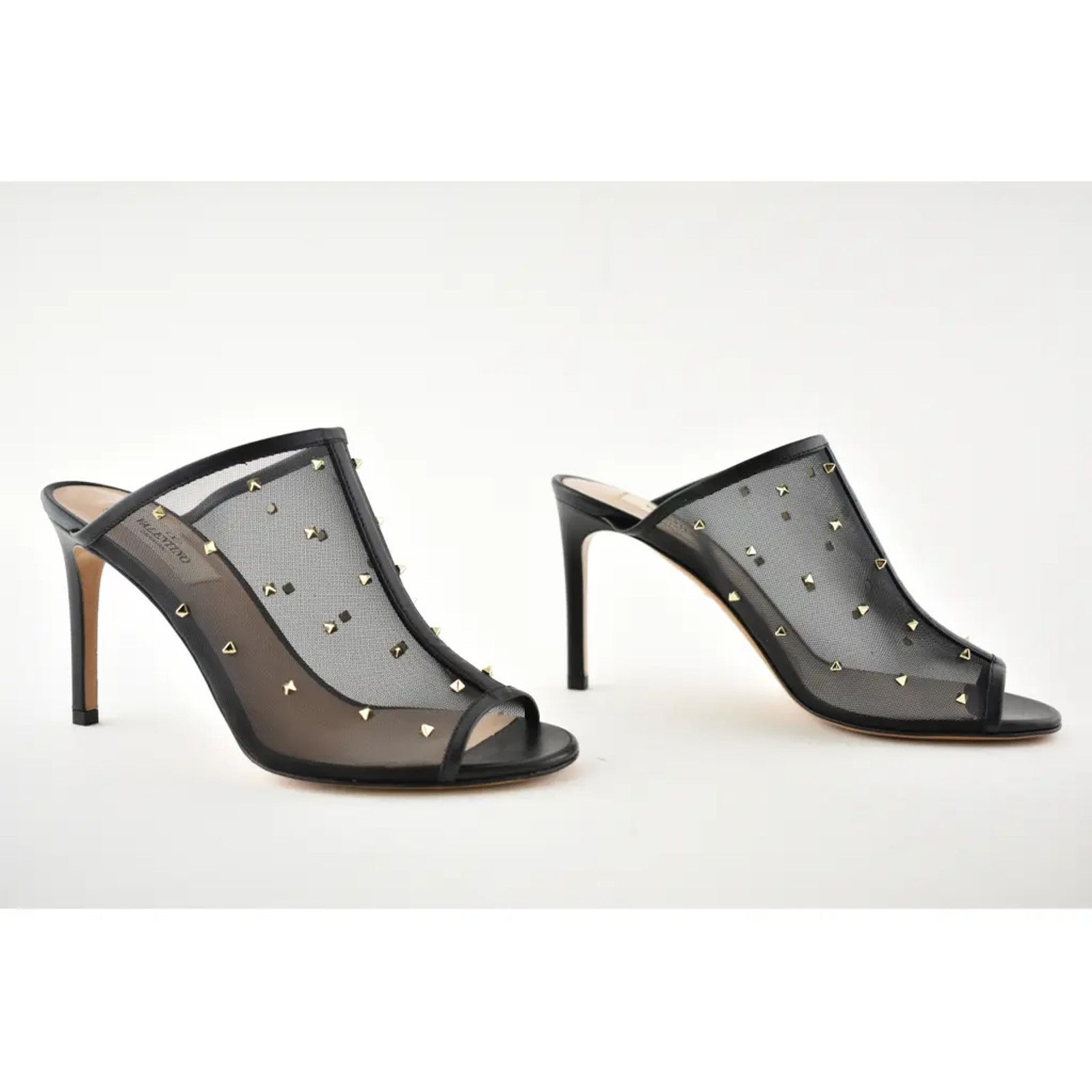Valentino Valentino Rockstud Black Shining Mesh Mule Slide Backless Size US 6.5 / IT 36.5 - 4 Thumbnail