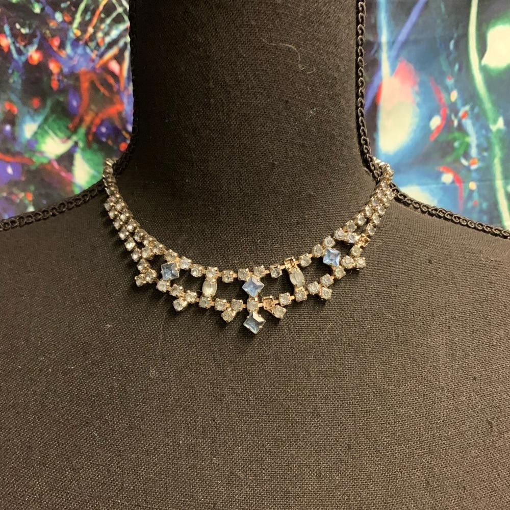 Designer Vintage Blue Rhinestone Necklace Size ONE SIZE - 1 Thumbnail