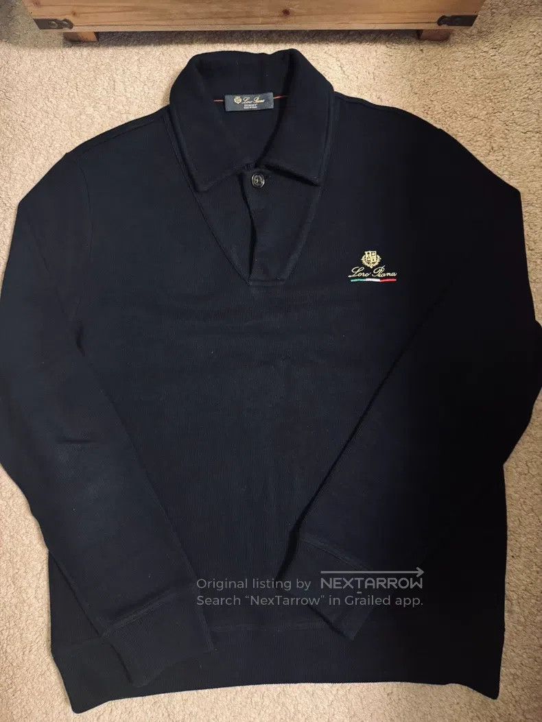 Loro Piana Loro Piana Knitted Polo Long-sleeve, Blue Size US L / EU 52-54 / 3 - 4 Thumbnail