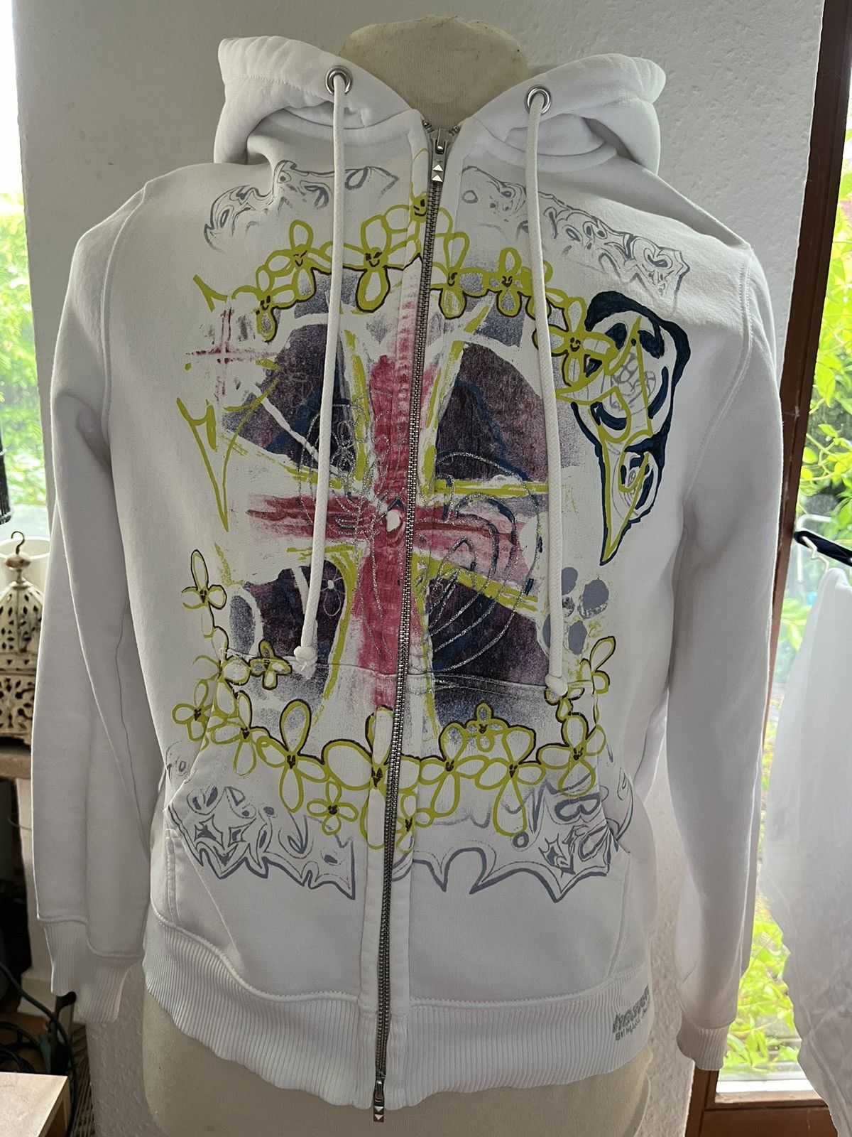 image of Heaven By Marc Jacobs Bladee Zip-Up Hoodie in White, Men's (Size Small)