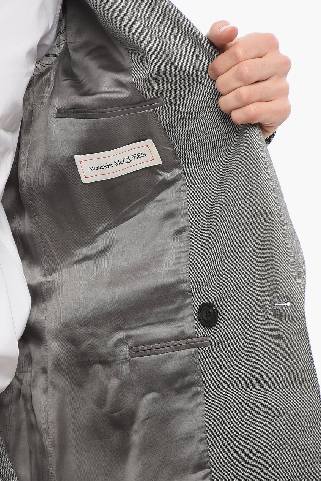 Alexander McQueen og1mm0925 Double-breasted Twill Wool Blazer in Grey Size US M / EU 48-50 / 2 - 5 Thumbnail