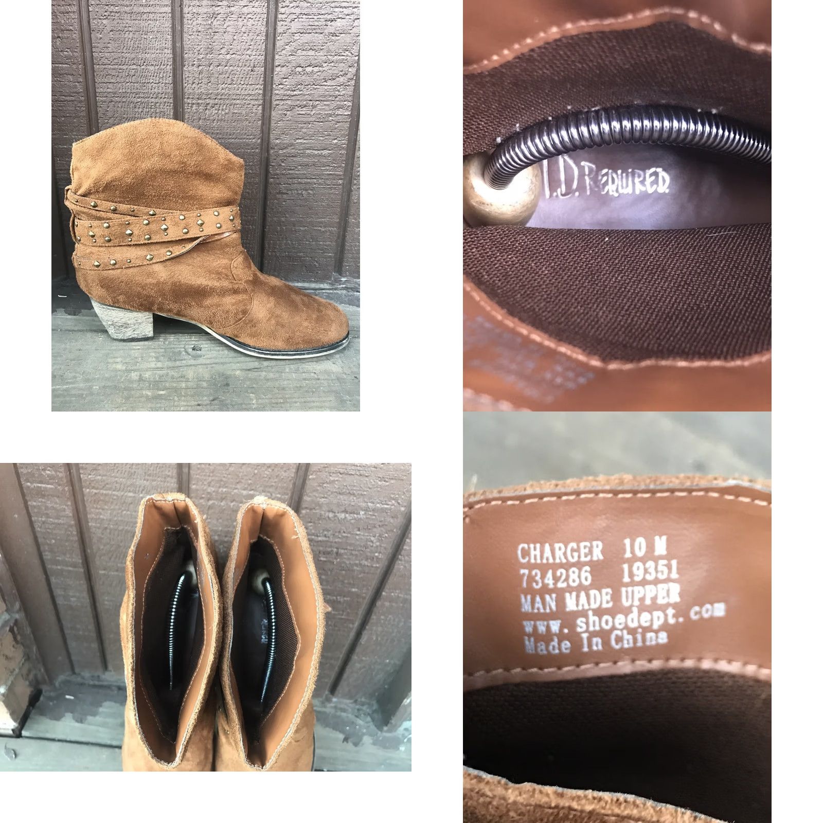 Vintage ID REQUIRED CHARGER Ankle Boots Women 10M Brown Slip-On Buckle Monk Strap Boots Size US 10 / IT 40 - 8 Thumbnail