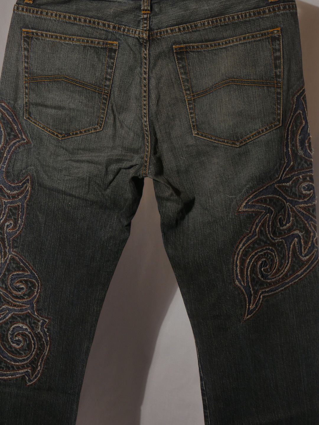 Giorgio Armani A/X 1990s Tribal Patch Denim Pants Size US 34 / EU 50 - 10 Thumbnail