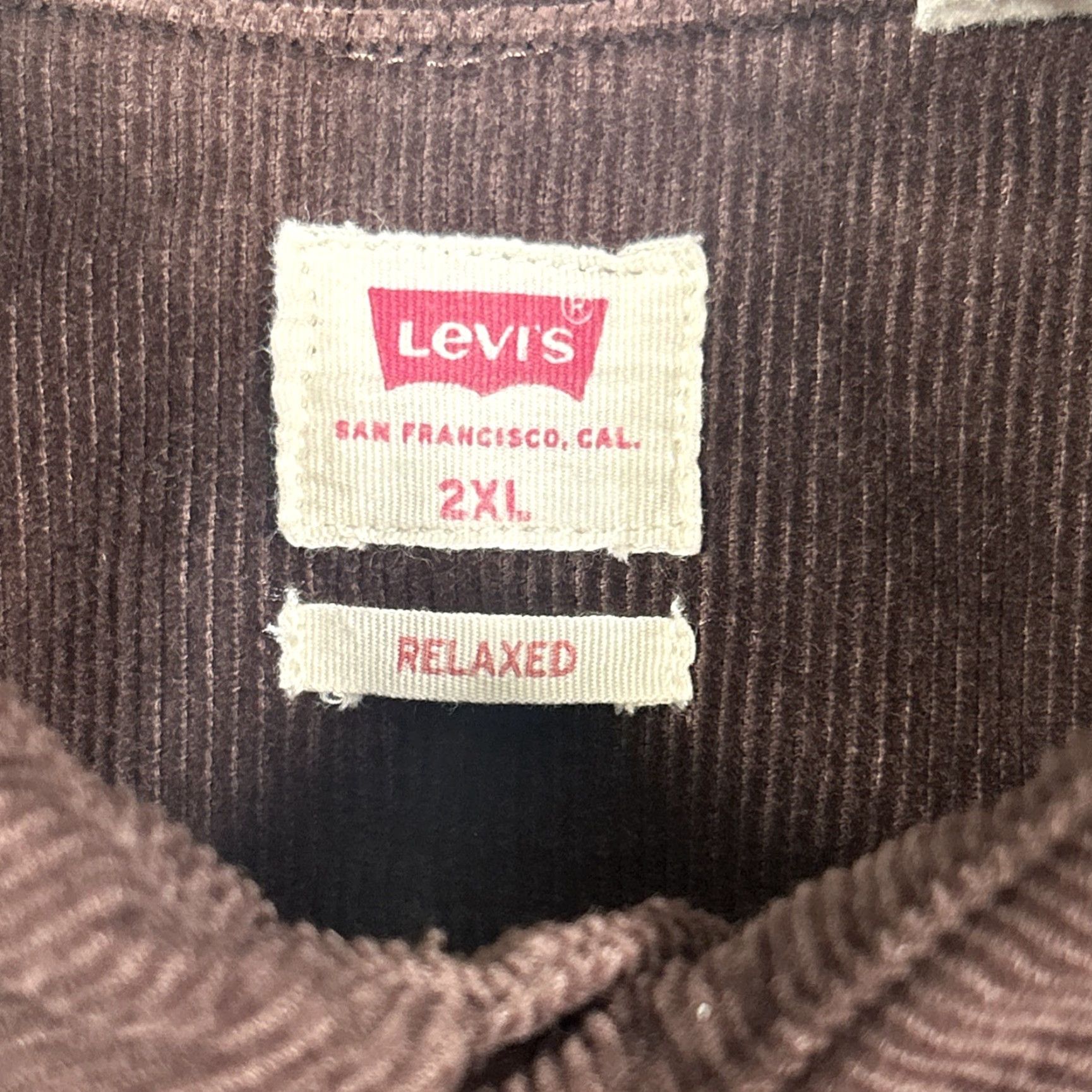 Levi's Levi's Corduroy Shirt Mens 2XL Relaxed Fit Button-Up Brown Shacket Pockets Casual, Workwear, Travel Men Size US XXL / EU 58 / 5 - 3 Thumbnail