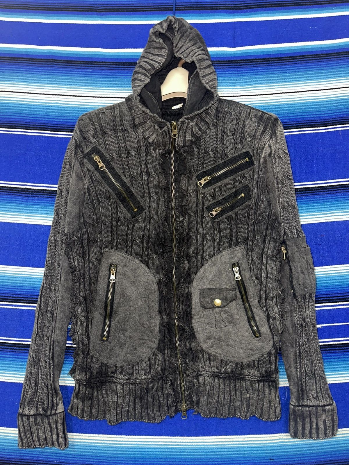 DAILY NEWS knit blouson cable knit asymmetrical design