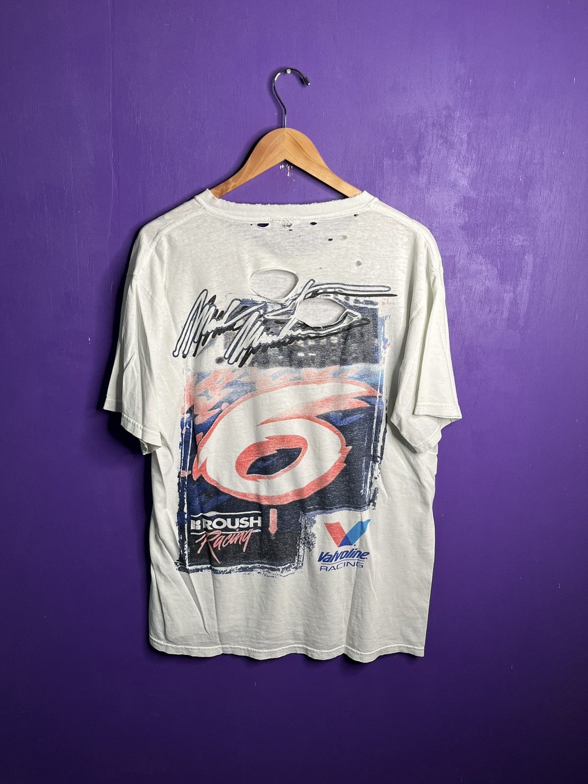 NASCAR × Vintage Vintage 90s NASCAR Mark Martin valvoline t-shirt Size US L / EU 52-54 / 3 - 2 Thumbnail