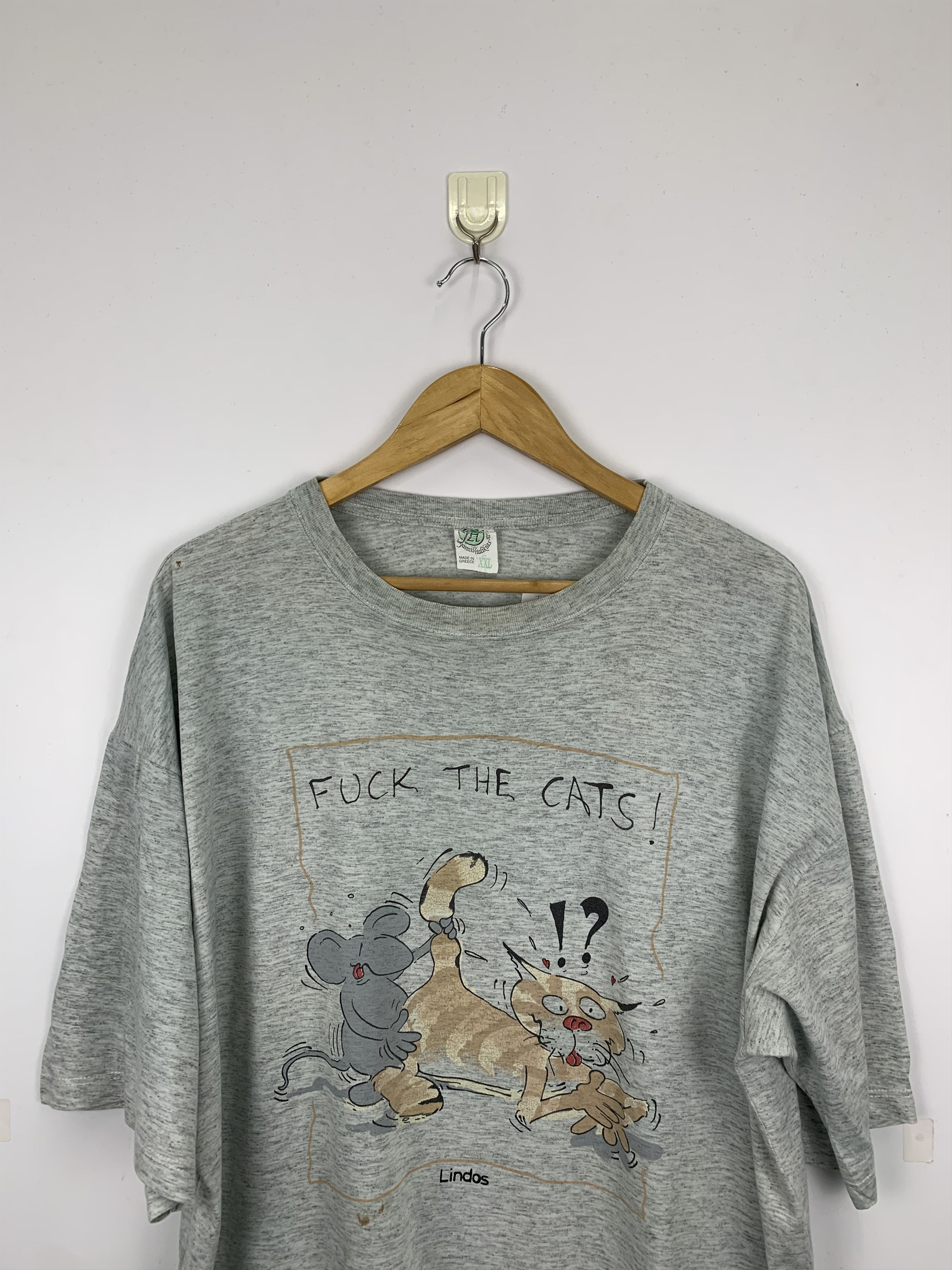 Vintage Vintage 90s Fuck The Cats Sex Tee TA0048 Size US XXL / EU 58 / 5 - 2 Thumbnail