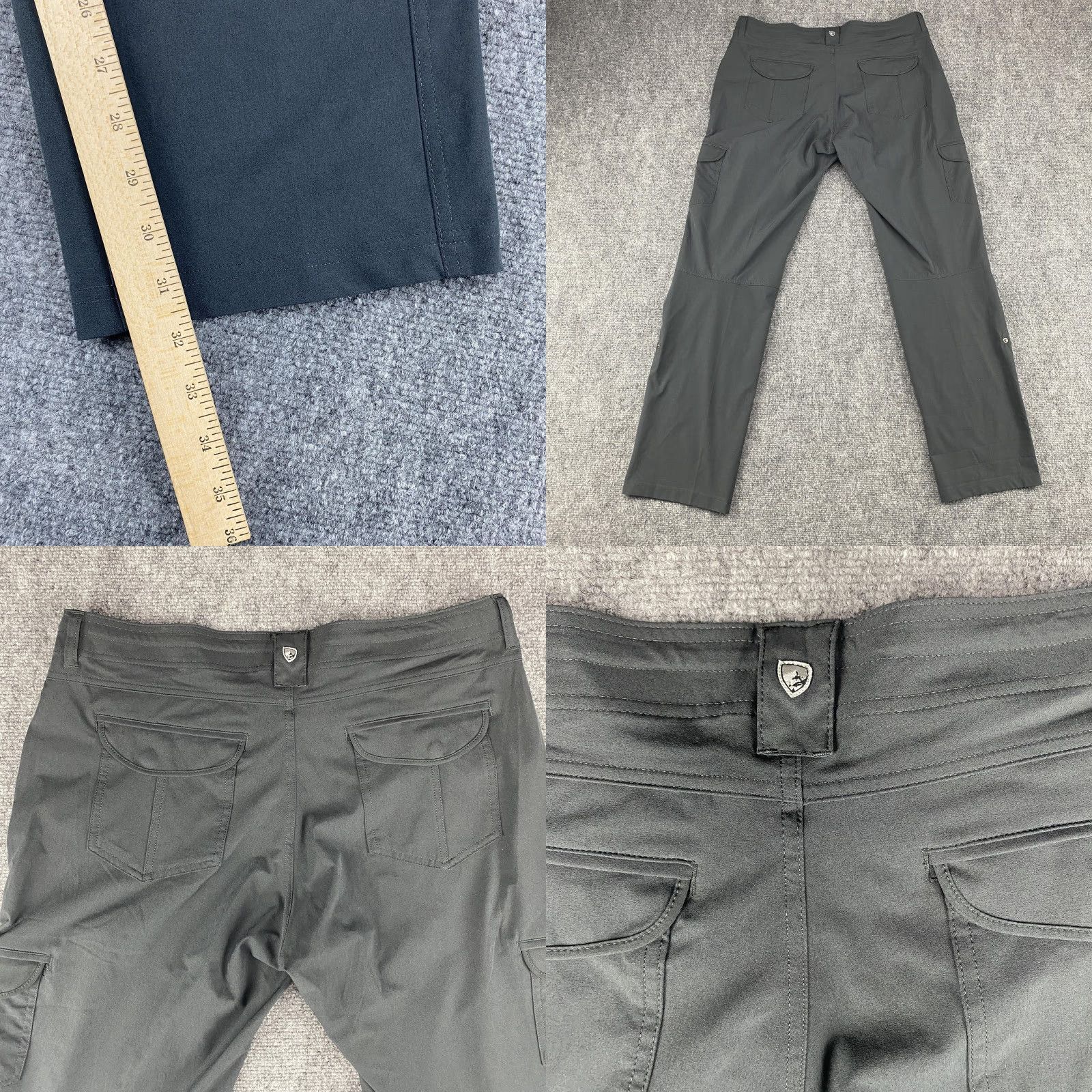 Vintage Kuhl Pants Womens 36x32 Gray Cargo Hiking Outdoor Adjustable Waist Stretch Size 24" / US 00 / IT 34 - 8 Thumbnail