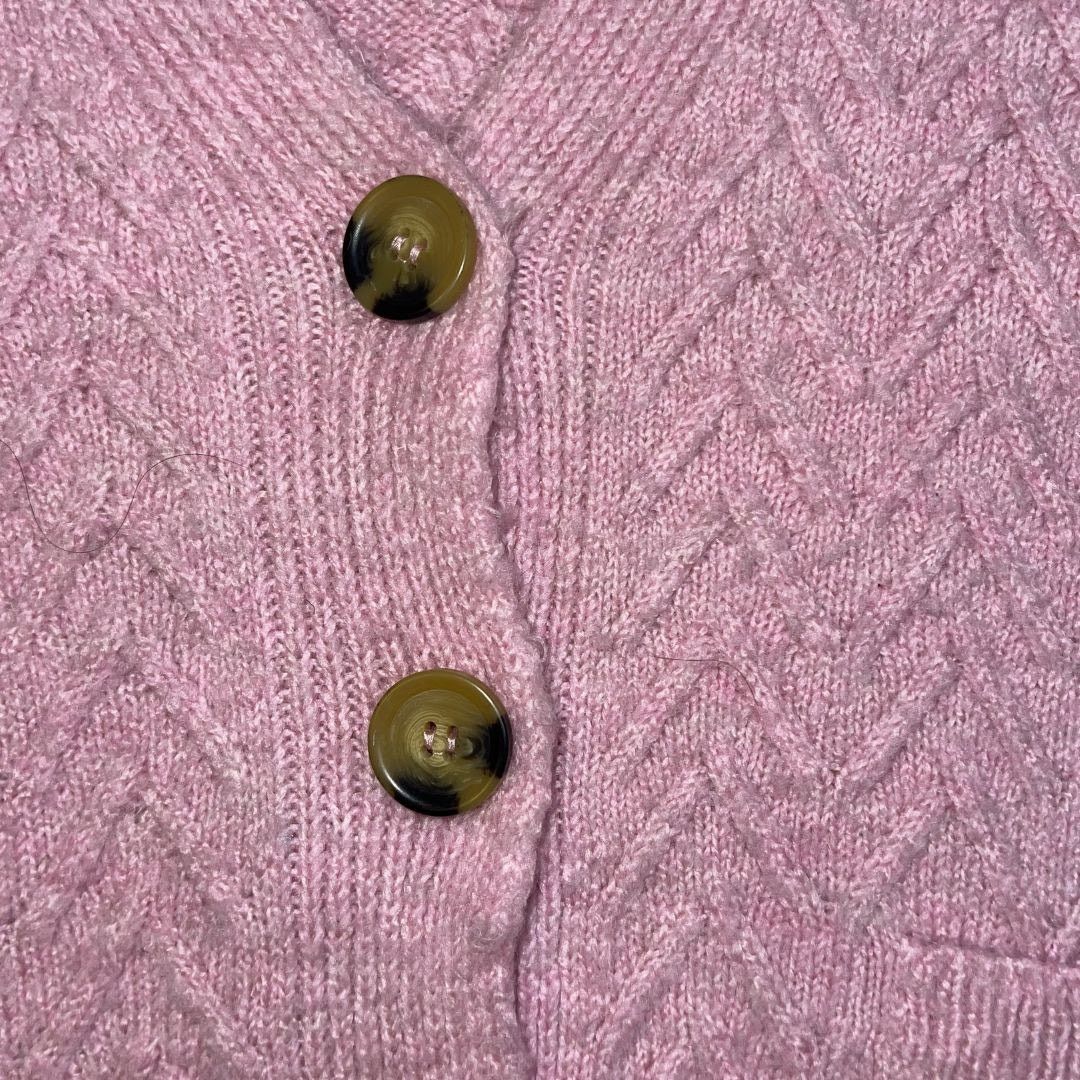 Zara Pink Chunky Knit Button Cropped Cardigan Sweater Spring Chic Size S / US 4 / IT 40 - 3 Thumbnail