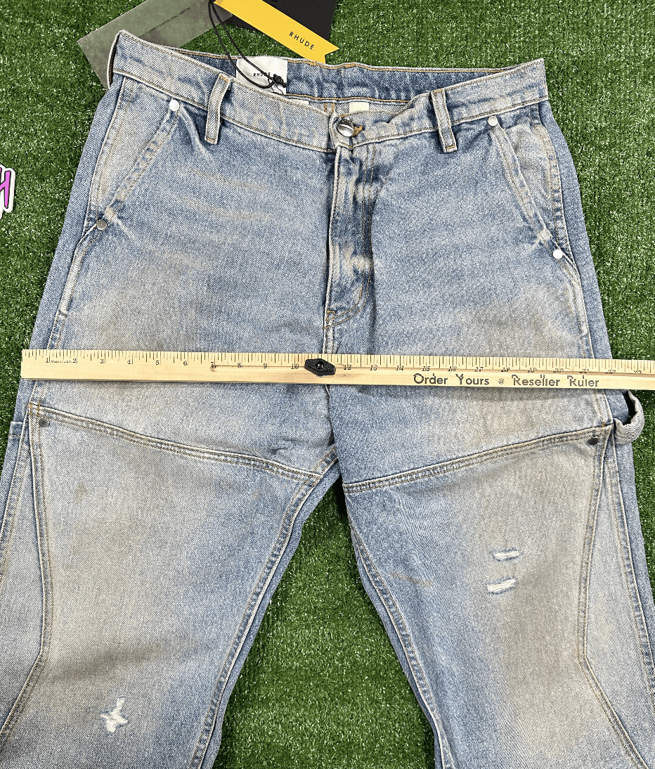Rhude RHUDE Authentic Reza Denim Double Knee Indigo Pants Size US 34 / EU 50 - 10 Thumbnail