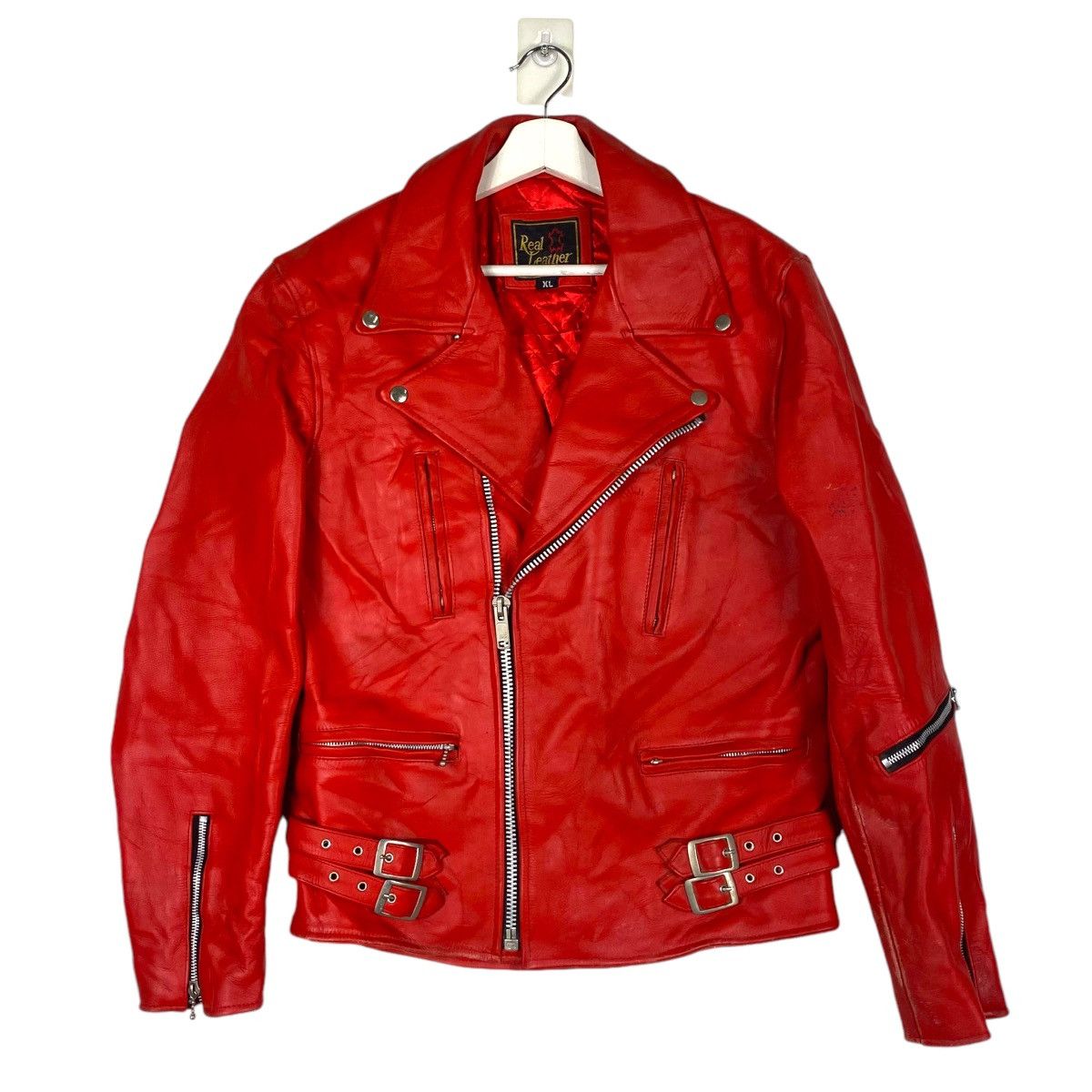 Vintage 💥90s REAL LEATHER BIKER JACKET Size US M / EU 48-50 / 2 - 1 Thumbnail