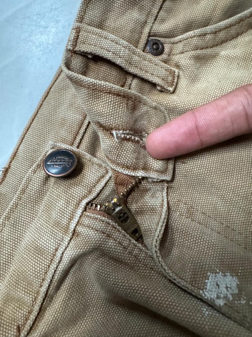 Dickies 💥CRAZY💥VTG DICKIES INSANE THRASHED DUCK WORKWEAR CARPENTER Size US 29 - 8 Thumbnail