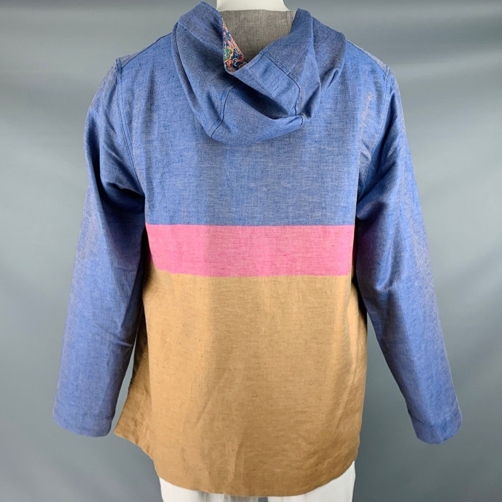 Robert Graham ROBERT GRAHAM Blue Brown Pink Block Cotton Linen Pullover Size US L / EU 52-54 / 3 - 3 Thumbnail