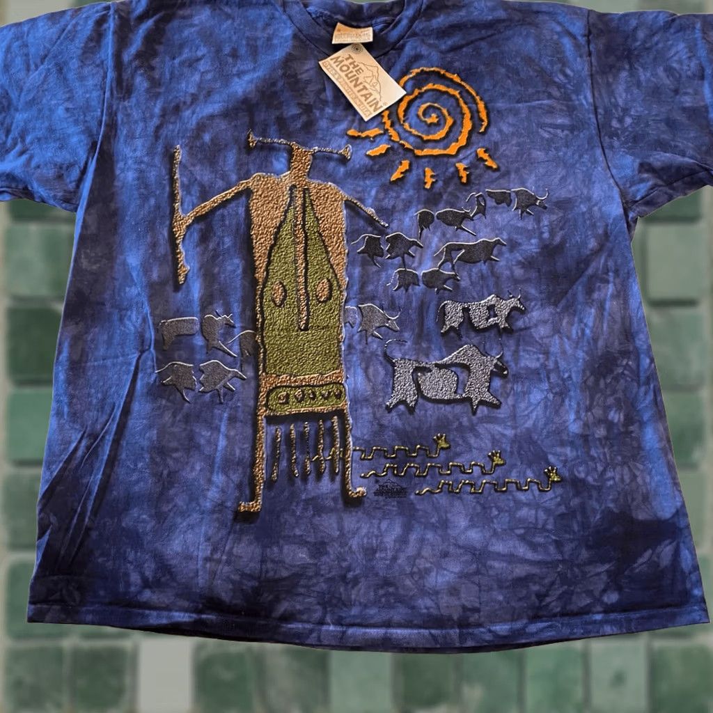 The Mountain The Mountain Shirt 3XL Blue Vintage Ancient Cave Art Tie-Dye NWT Mens T-Shirt Size US XXL / EU 58 / 5 - 1 Thumbnail