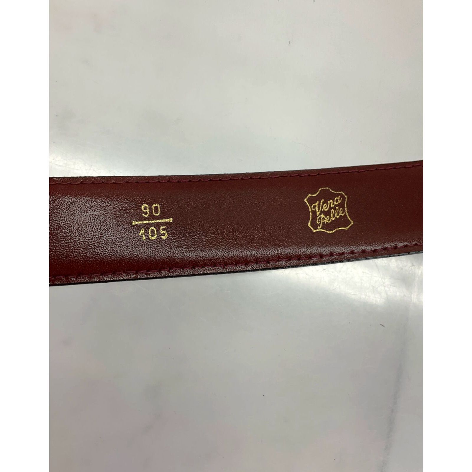 Vera Pelle Vera Pelle Burgundy Leather Embossed Detail Belt 90/105 Size ONE SIZE - 3 Preview