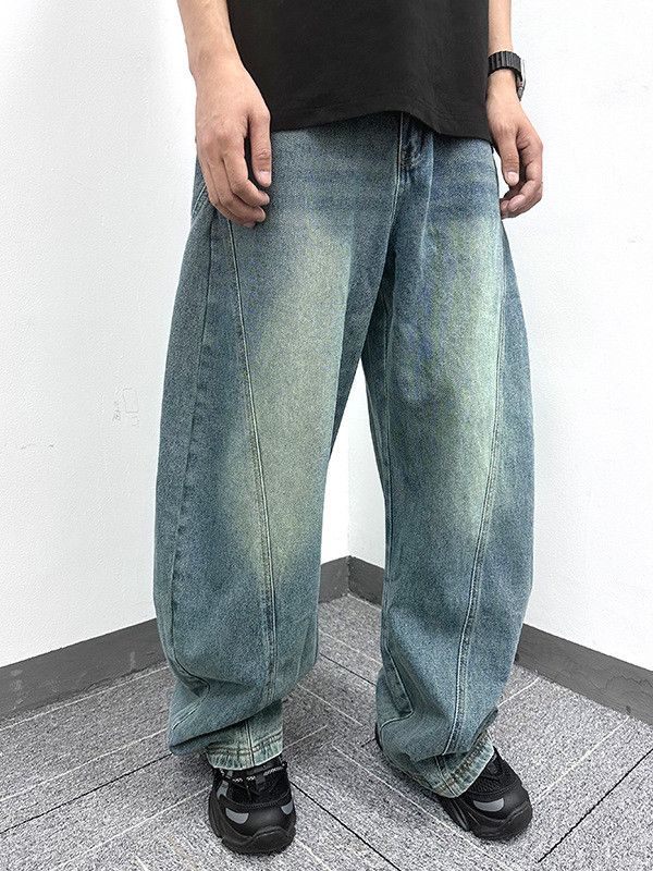 Japanese Brand Vintage washed wide-leg scimitar stitching casual jeans Size US 32 / EU 48 - 2 Thumbnail