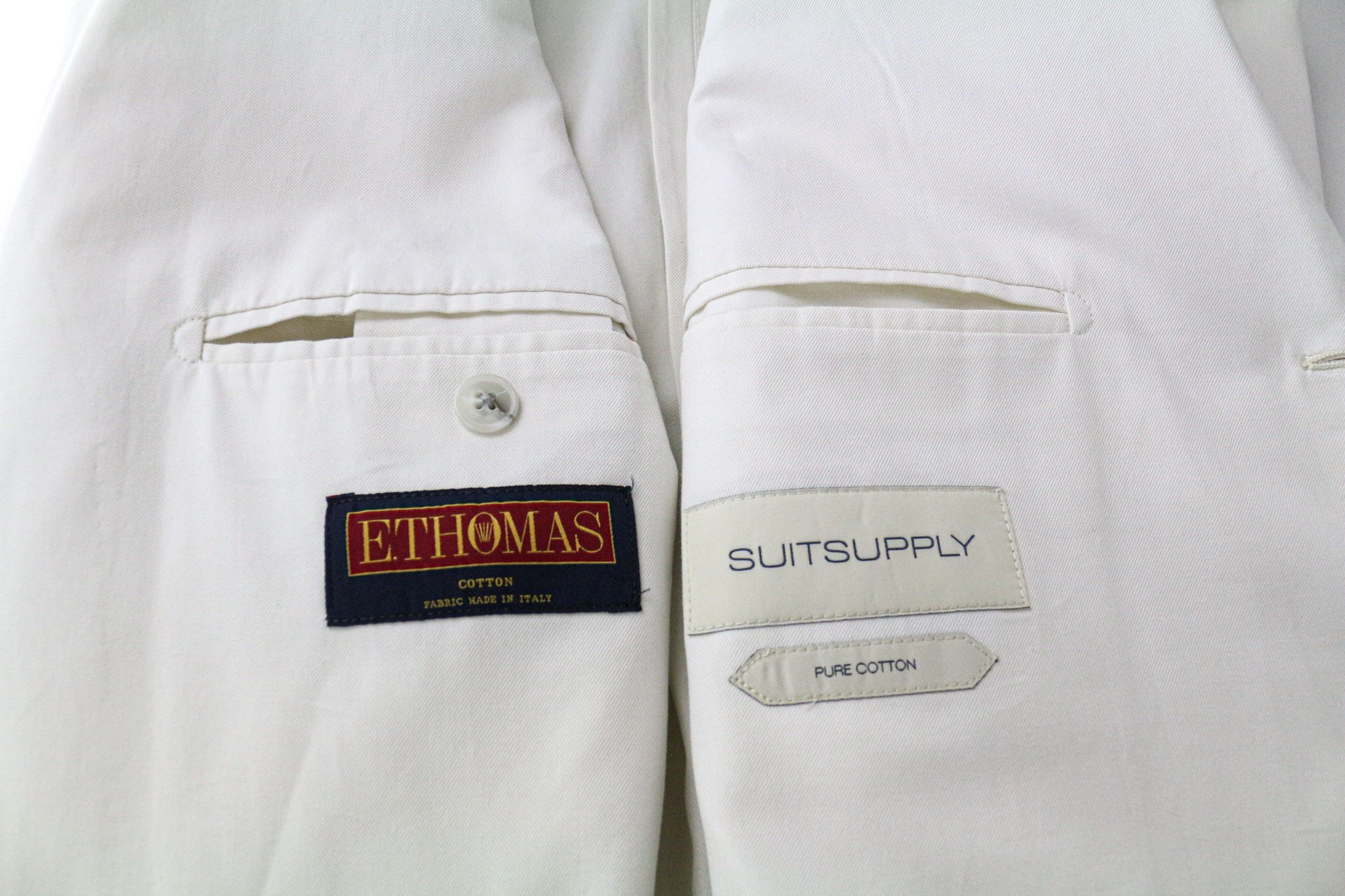 Suitsupply HAVANA UK38R Off-White Slim Cotton Blazer 73532 Size 38R - 8 Thumbnail