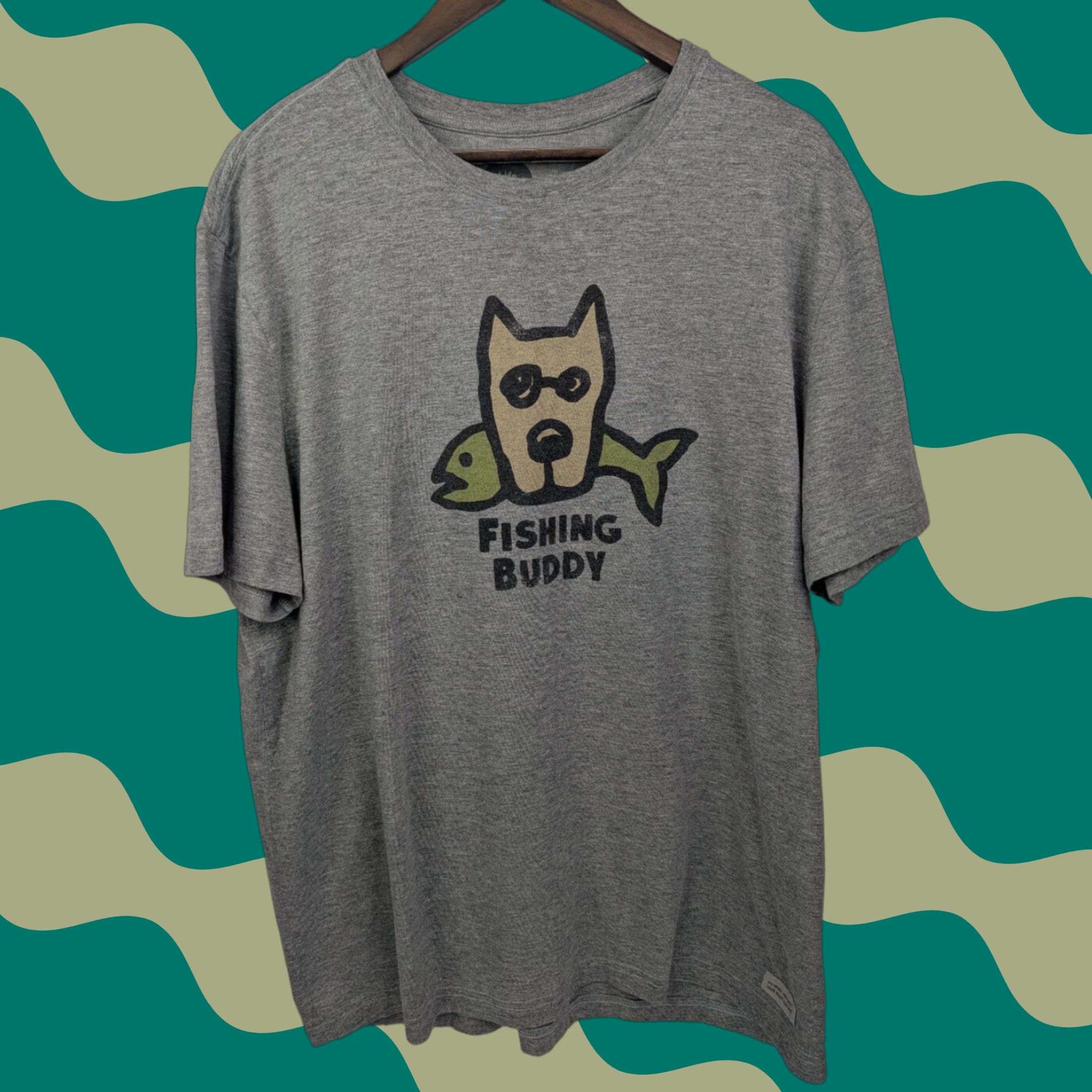 Life is Good Life is Good T Shirt Mens XL Grey Fishing Buddy Crusher Tee Casual Crew Neck Size US XL / EU 56 / 4 - 1 Thumbnail