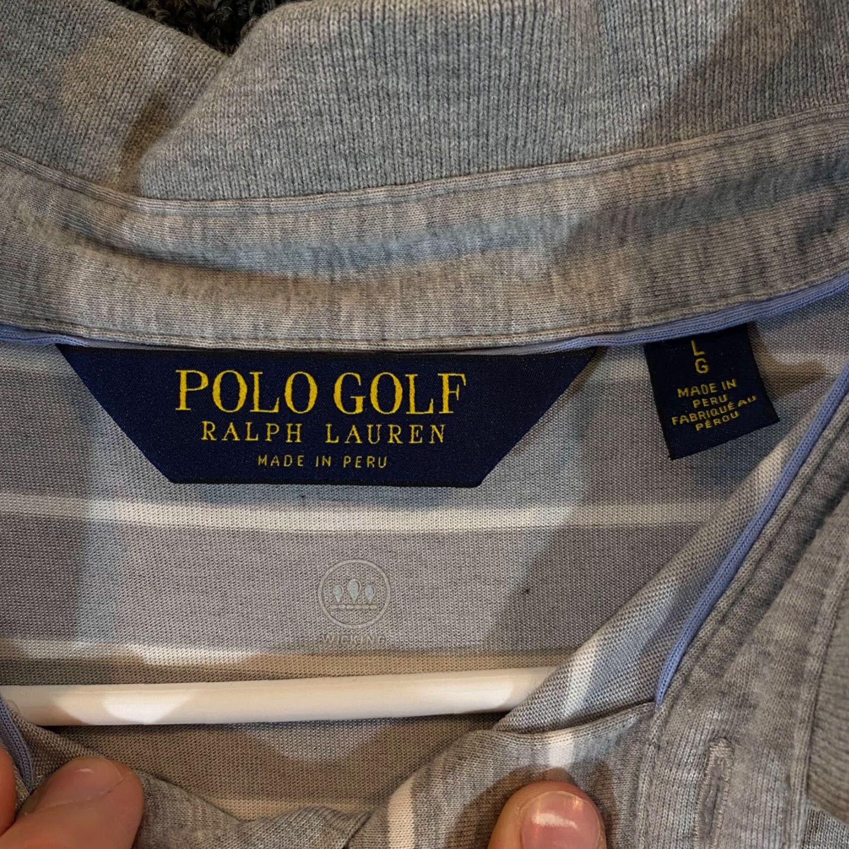 Polo Ralph Lauren VINTAGE Polo Ralph Lauren Polo Shirt Men Large Performance Golf Wicking Gray White Size US L / EU 52-54 / 3 - 3 Thumbnail
