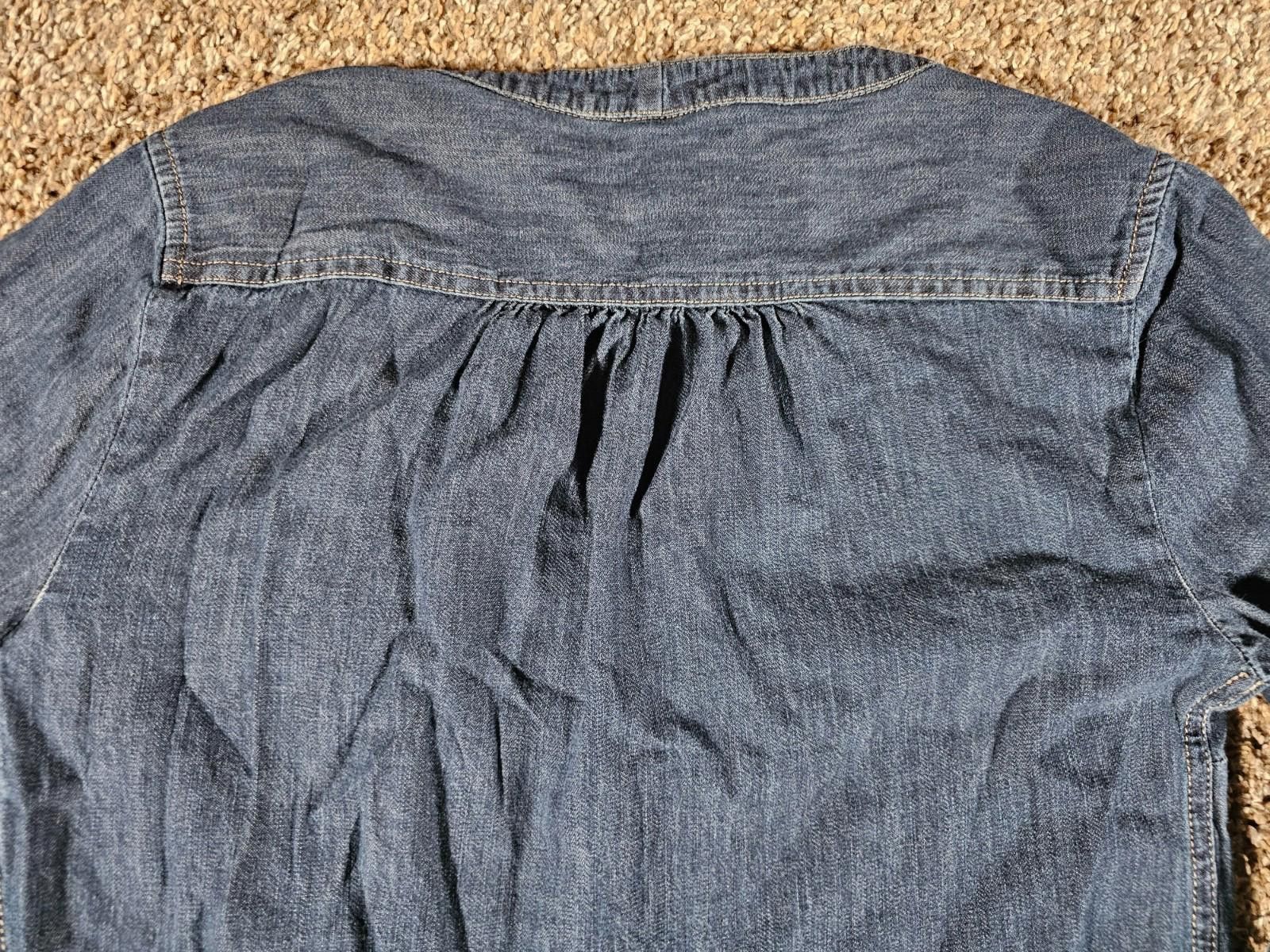 Express Express Blue Denim Long Smock Shirt L Size L / US 10 / IT 46 - 11 Thumbnail