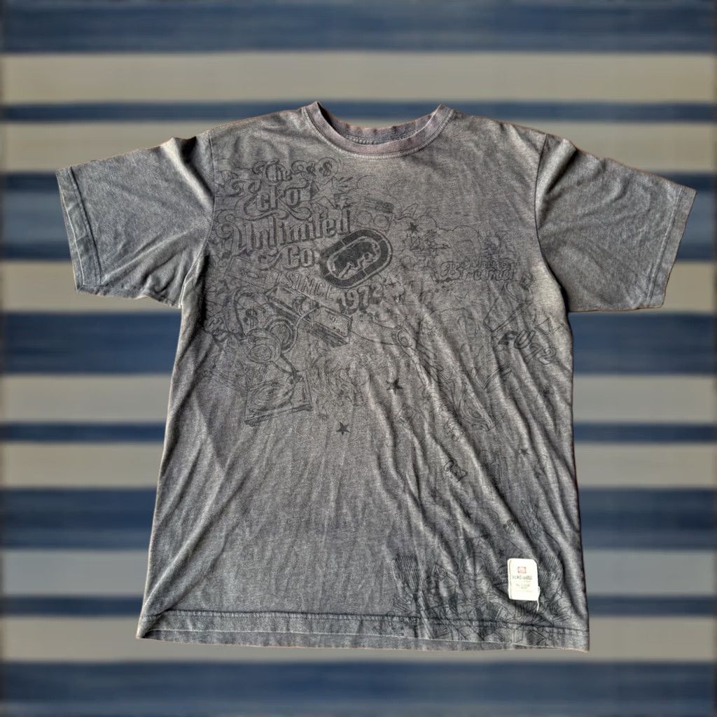 Ecko Unltd. VINTAGE Ecko UNLTD Graffiti AOP T-Shirt XL Brown Mens Short Sleeve Crew Neck Graphic Print 90s Grunge Punk Rock Halloween Halloween? Size US XL / EU 56 / 4 - 1 Thumbnail