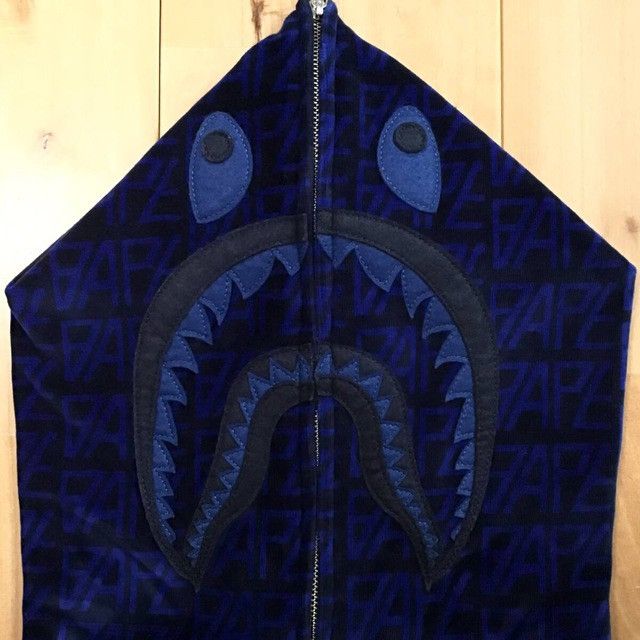Bape BAPE Logo Monogram Velour Shark Full Zip Hoodie APE XXL 2XL Size US XXL / EU 58 / 5 - 4 Thumbnail