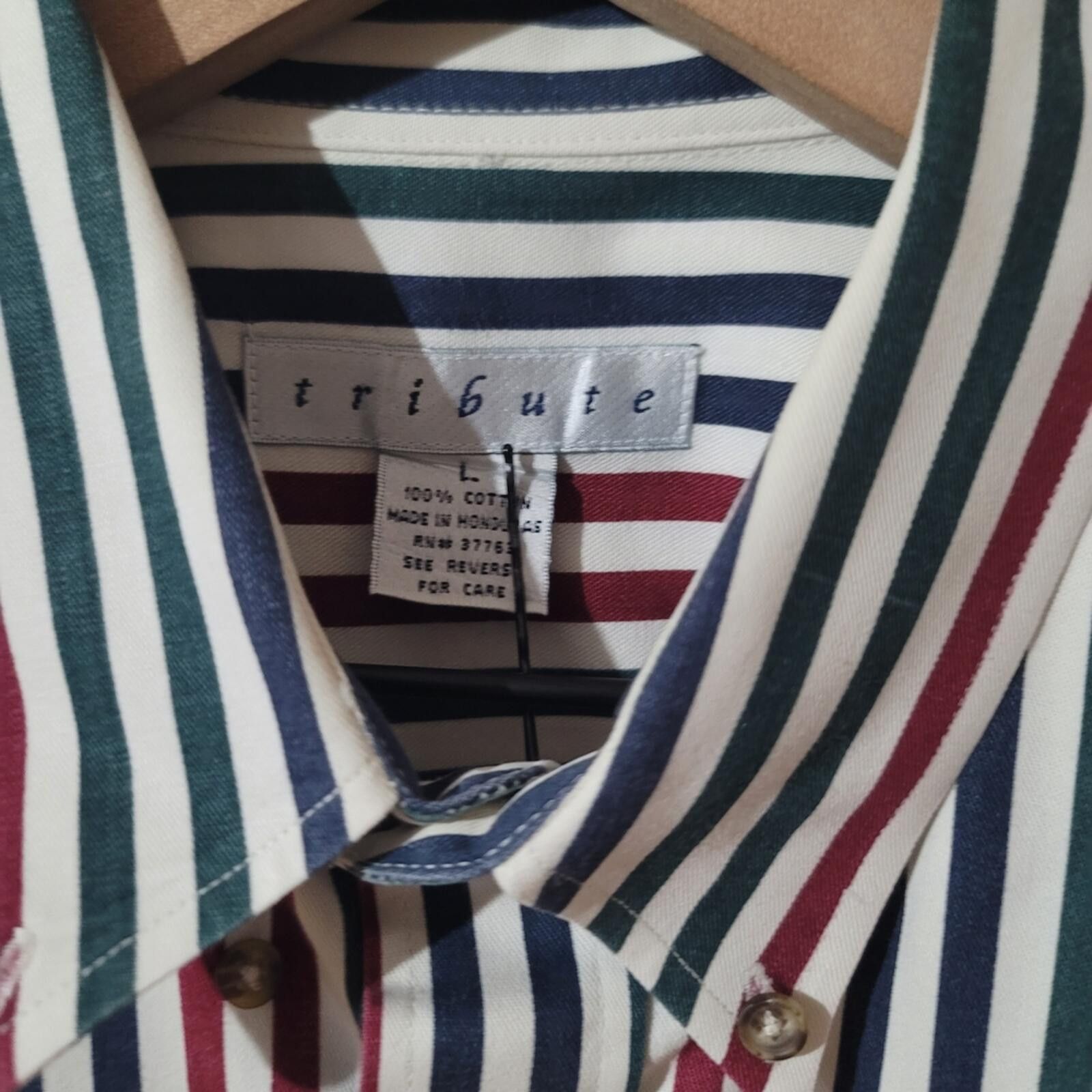 Other 90s Streetwear Striped Button Shirt Indie Grunge Sz L Cotton Size US L / EU 52-54 / 3 - 2 Thumbnail