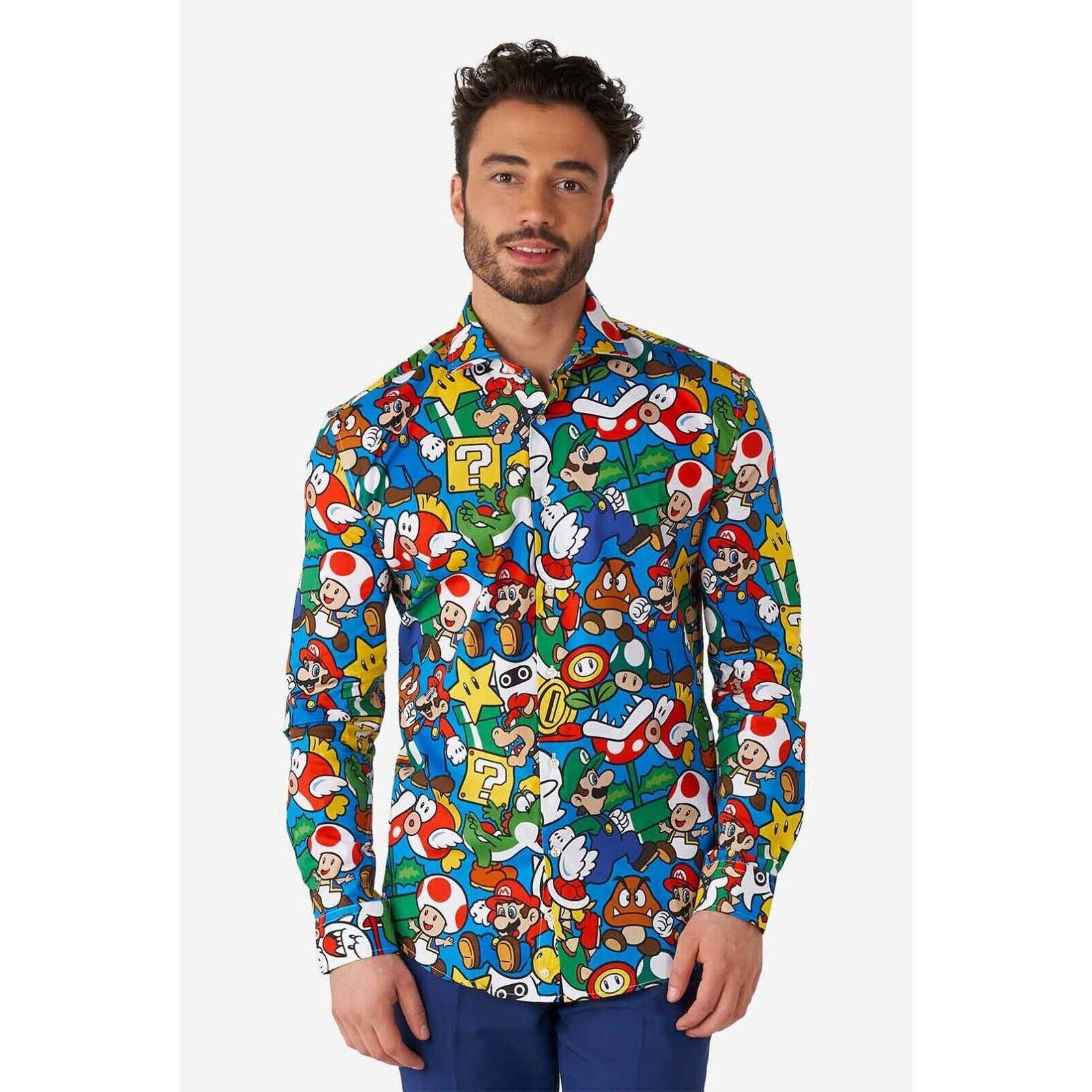 Other OppoSuits Super Mario Mens Tailored Fit Dress Shirt Nintendo Size US L / EU 52-54 / 3 - 3 Thumbnail