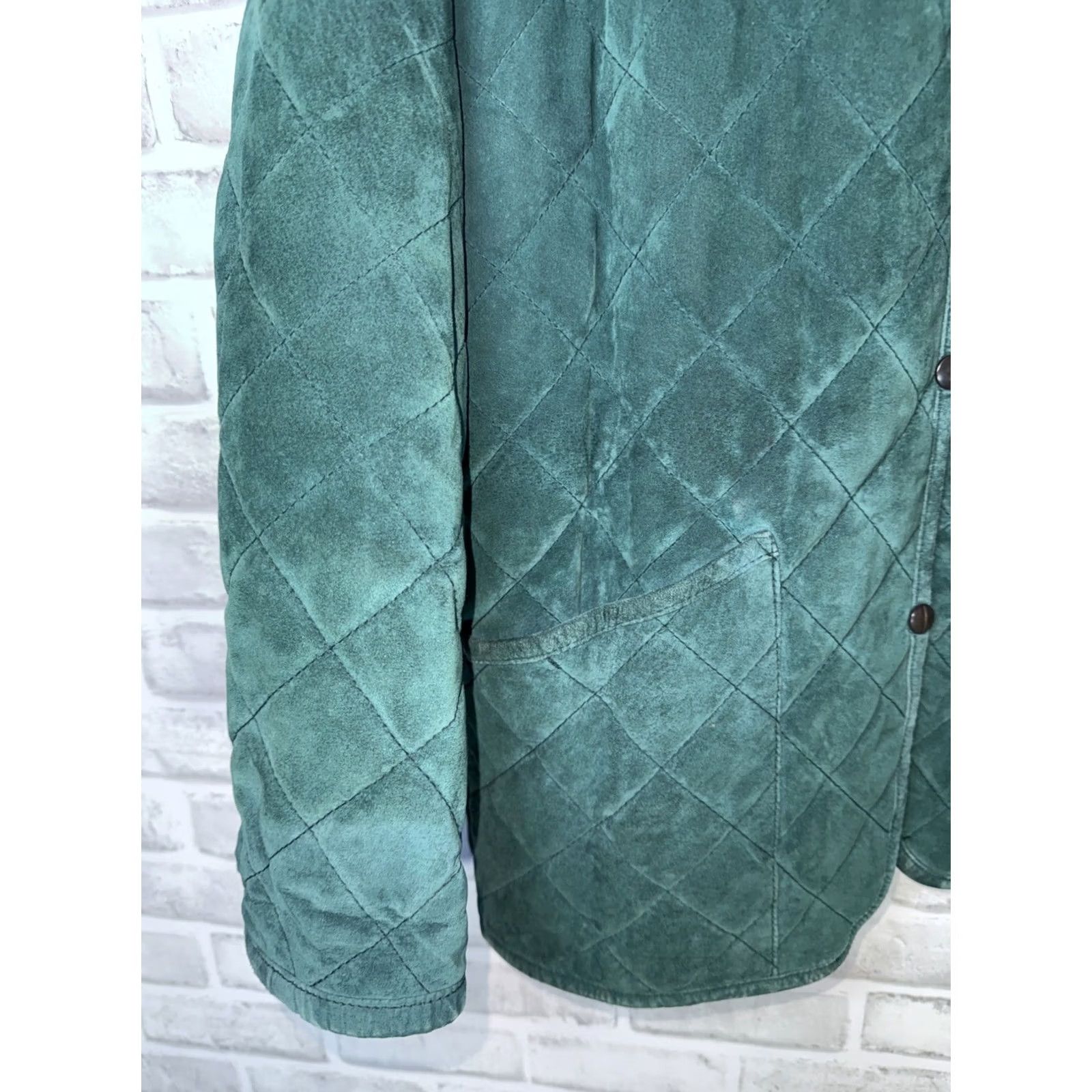 Vintage VINTAGE BUSHWACKER USA Quilted Green Pig Suede Snap Button Jacket Womens M Size M / US 6-8 / IT 42-44 - 5 Thumbnail